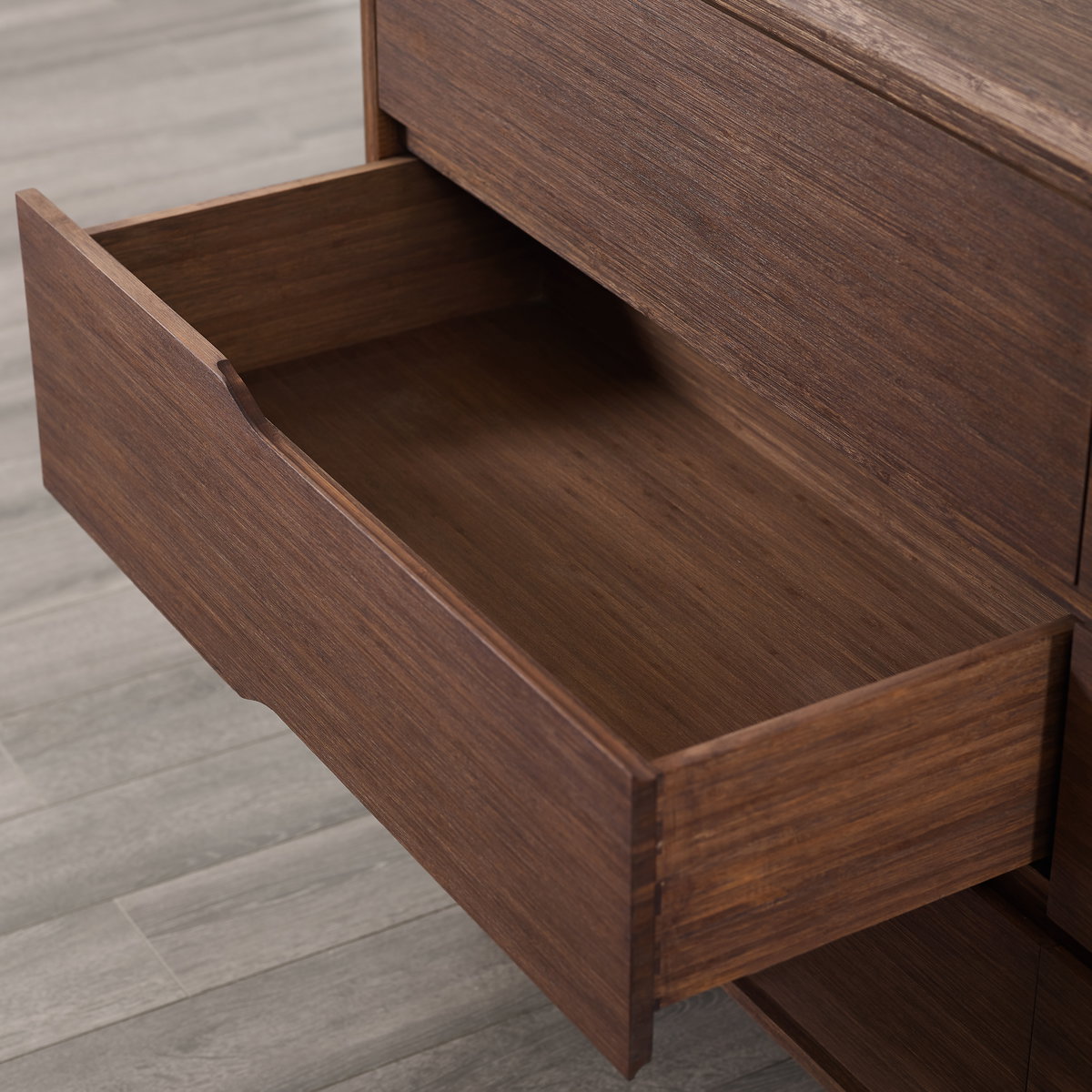 Currant Six Drawer Double Dresser, Oiled Walnut, by Greenington, 19" length x 64" width x 34.25" height View 5