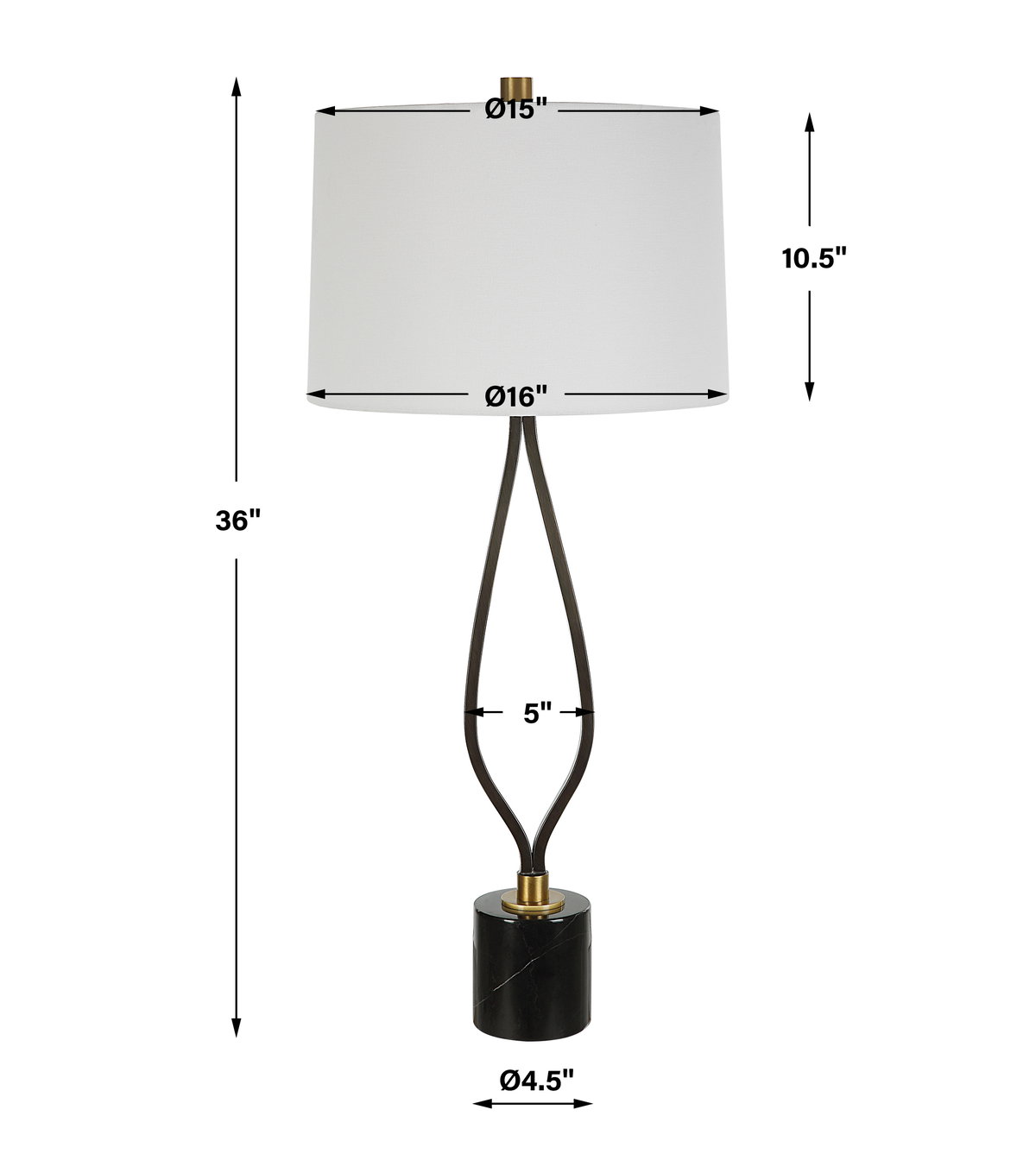 Separate Paths Iron Table Lamp, by Uttermost, 1'4" width x 3' height x 1'4" depth View 3
