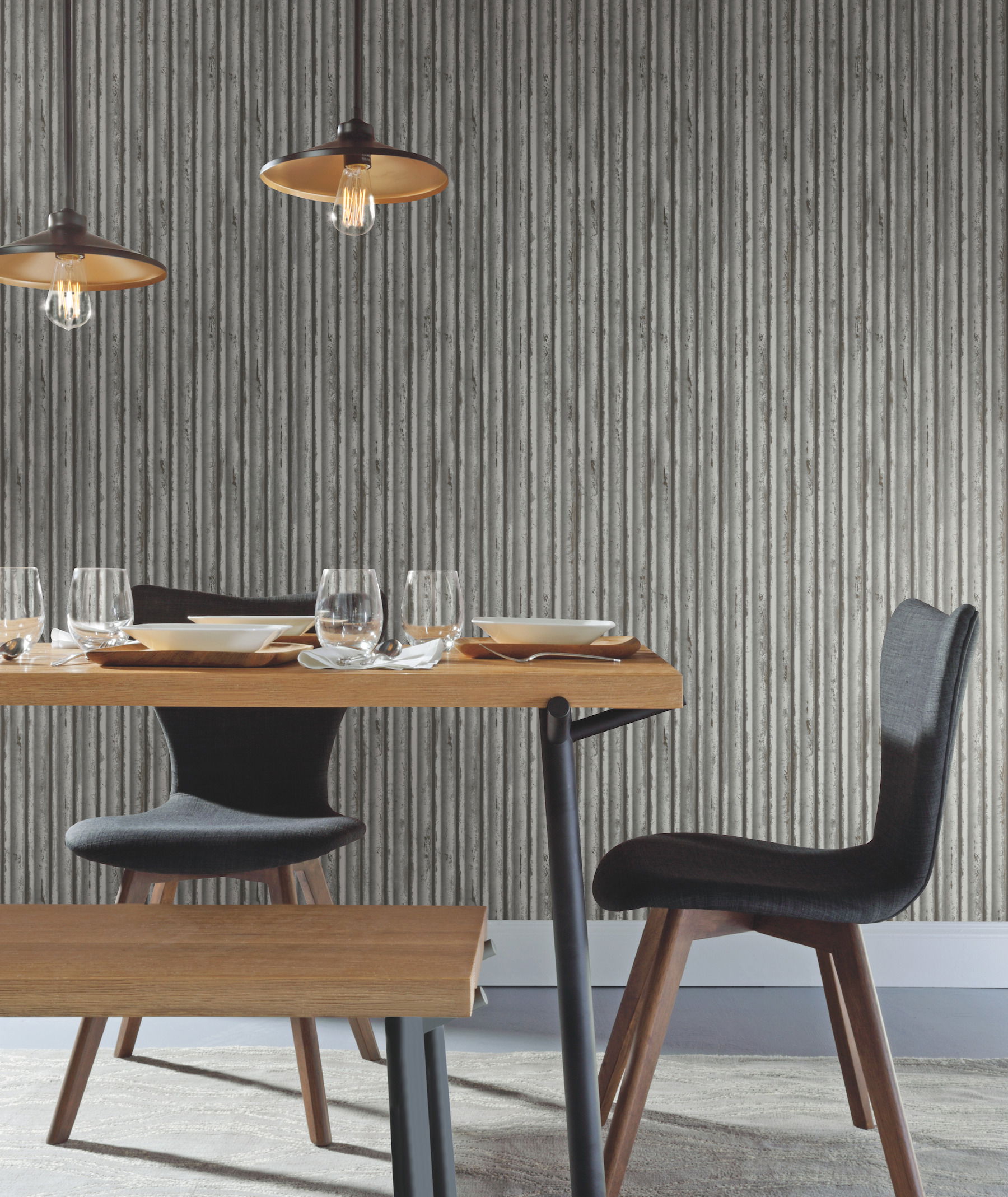 Grey & Silver Weathered Metal Wallpaper, by York Wall, 32'9.6" length x 1'8.8" width x 0.02" depth View 2