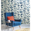 Watercolor Jacobean Blue & White Wallpaper thumbnail 4