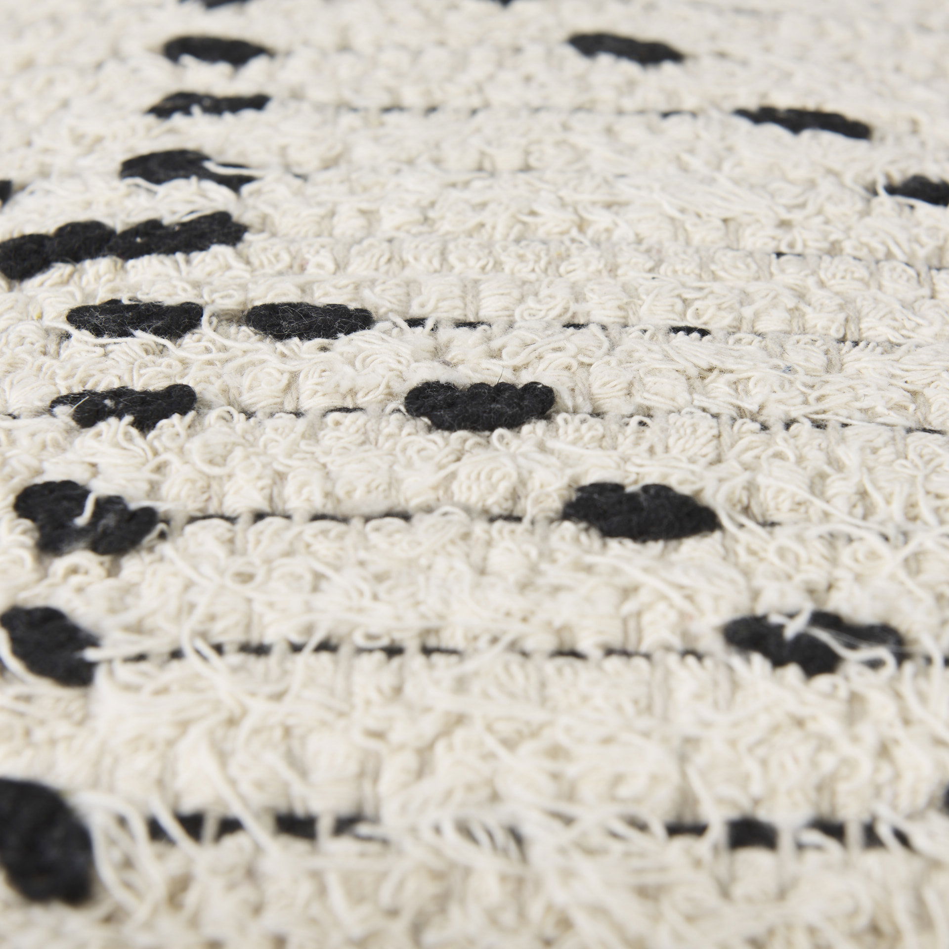 Aarohi  Cream/Black Cotton Patterned Pouf large image 