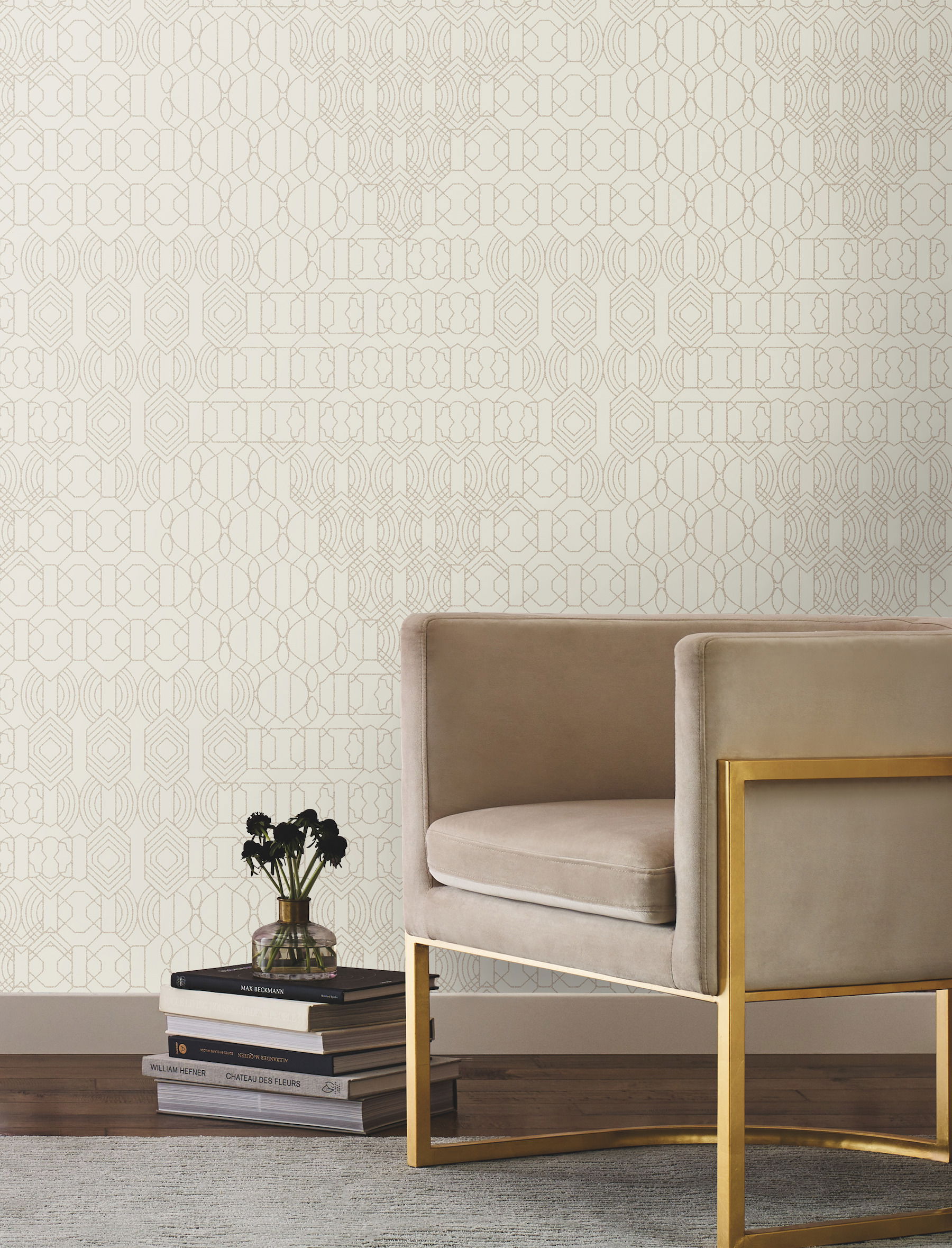 Modern Chandelier Cream Wallpaper large image 