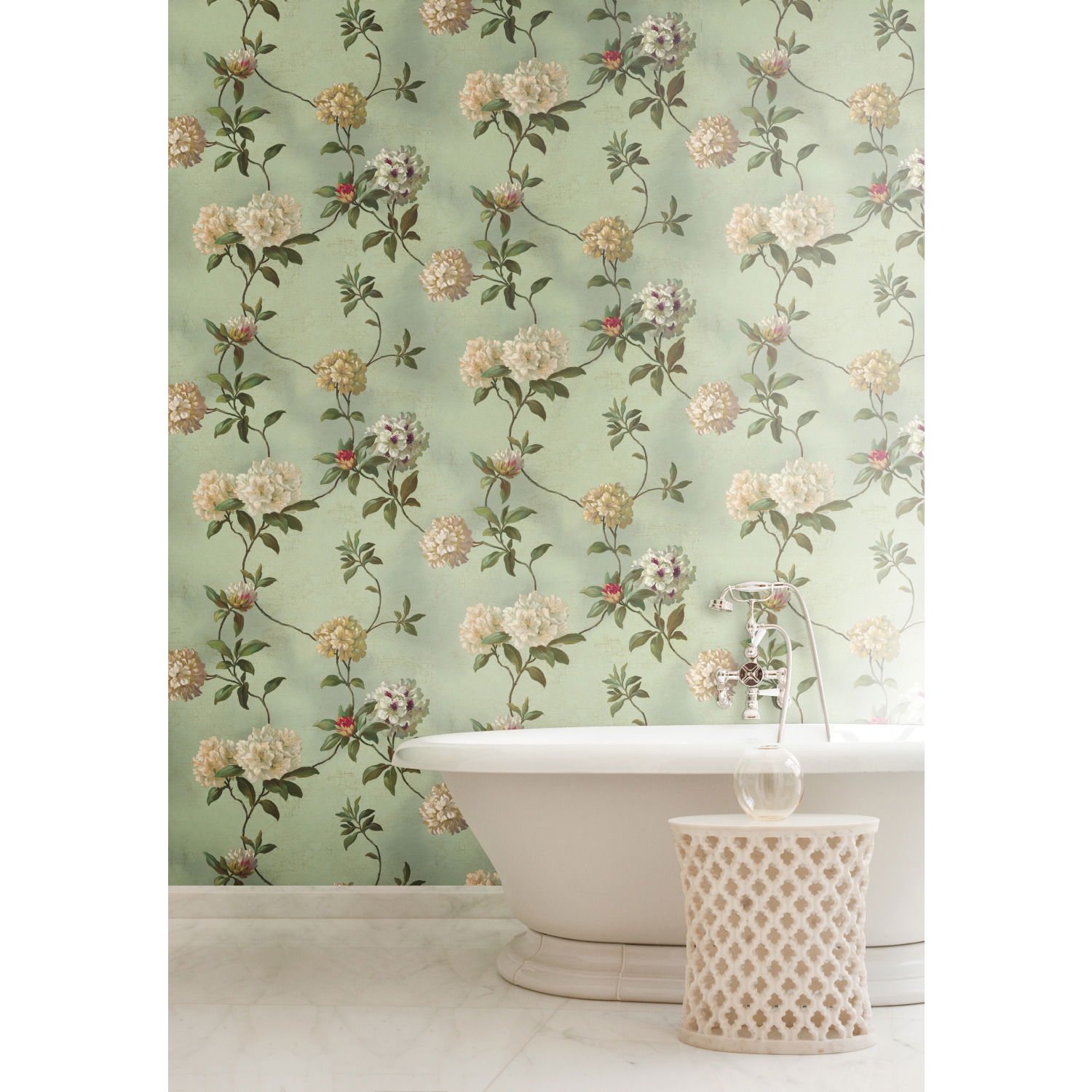 Rhododendron Script  Blue Wallpaper, by York Wall, 33' length x 1'8.5" width x 0.02" depth View 2
