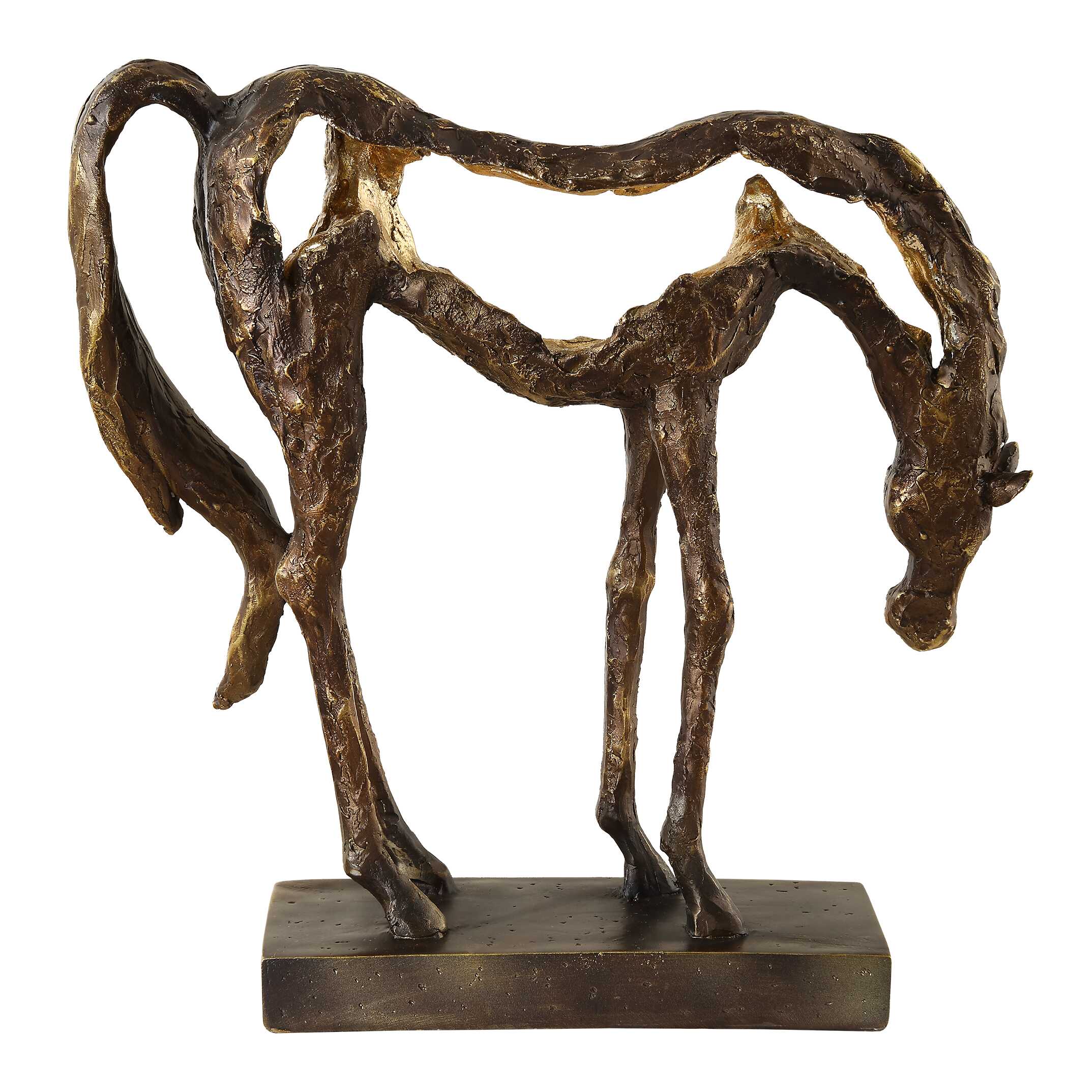 Openly Grazing Horse Sculpture, Decorative by Uttermost, 13" width x 13" height x 3.75" depth View 6