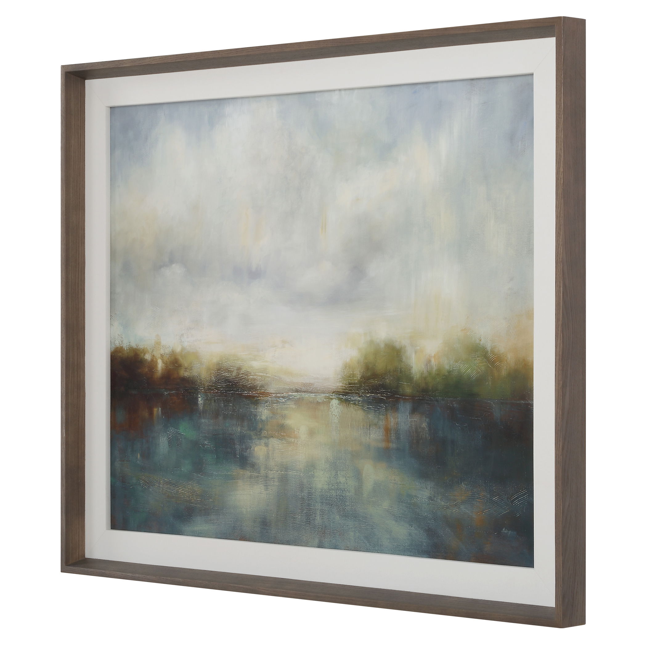 Blue Reverie Framed Abstract Lake Print large image 