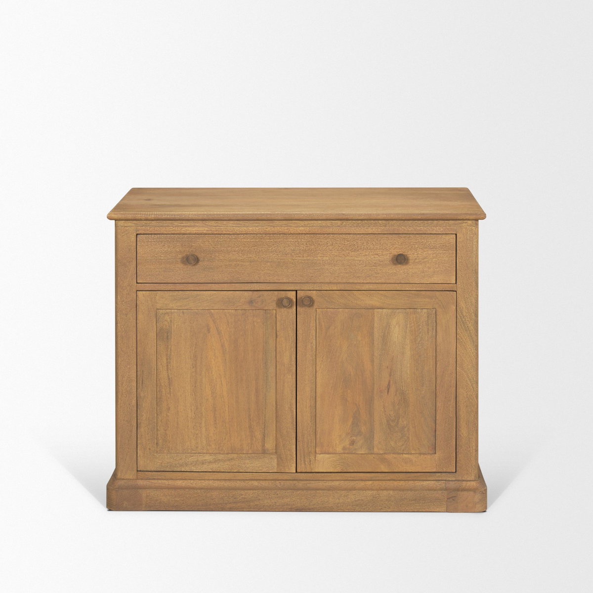 Baron Light Brown Solid Wood with Gunmetal Knobs 2-Door Accent Cabinet, Cabinets & Chest by Mercana, 34" length x 18.5" width x 27" height View 4