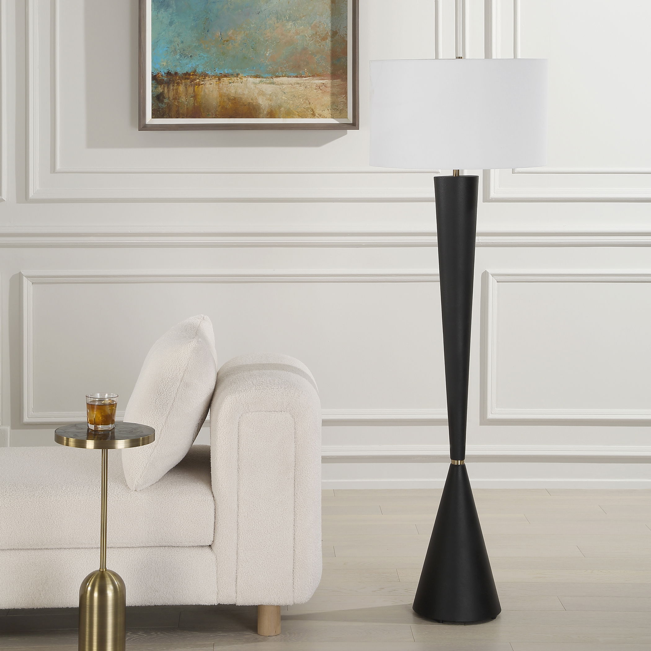 Layla Black Tapered Floor Lamp large image 