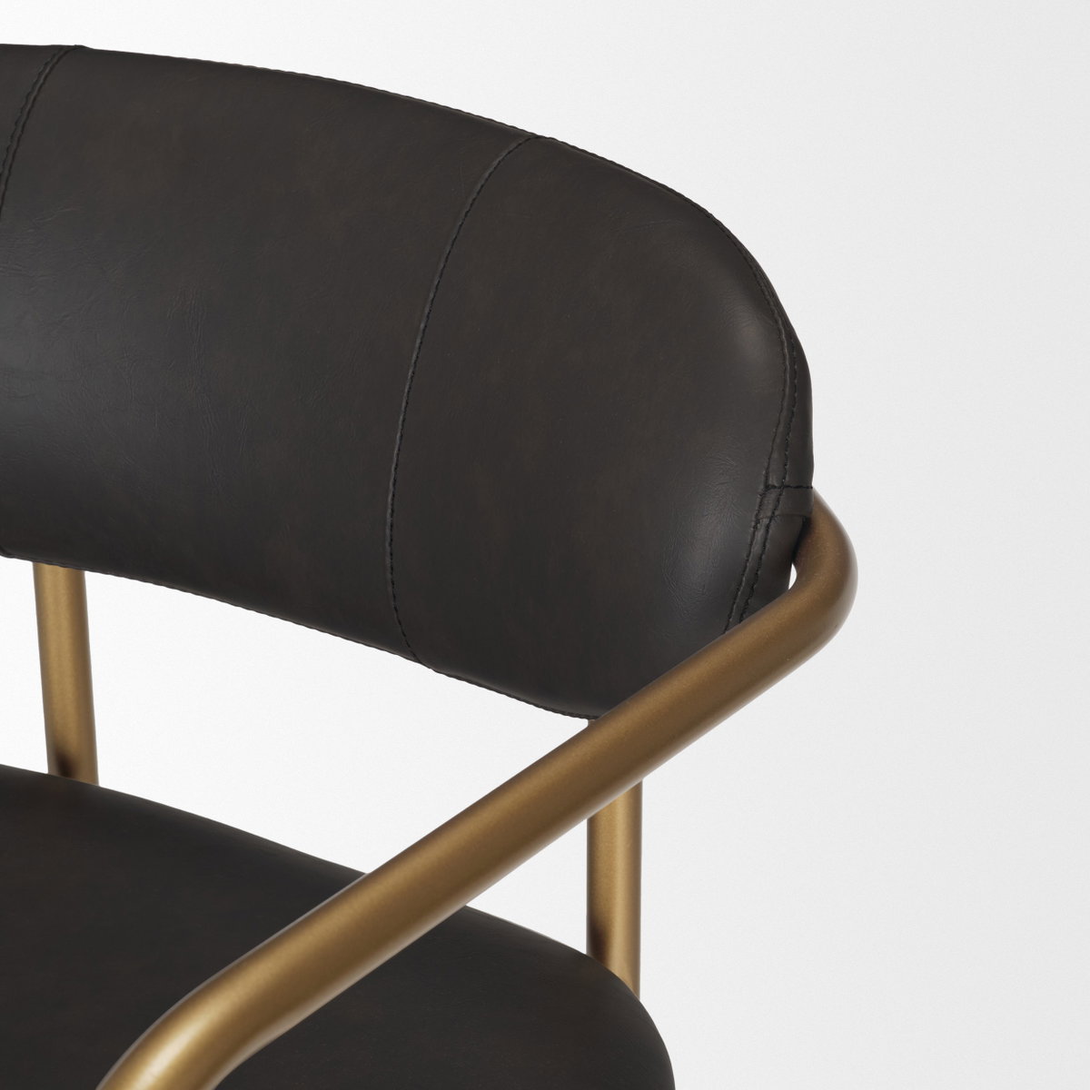 Parker Backless 40in Seat Bar Stool | Brown Faux Leather with Gold Metal, Counter & Bar Stool by Mercana, 19" length x 19.75" width x 40" height View 9