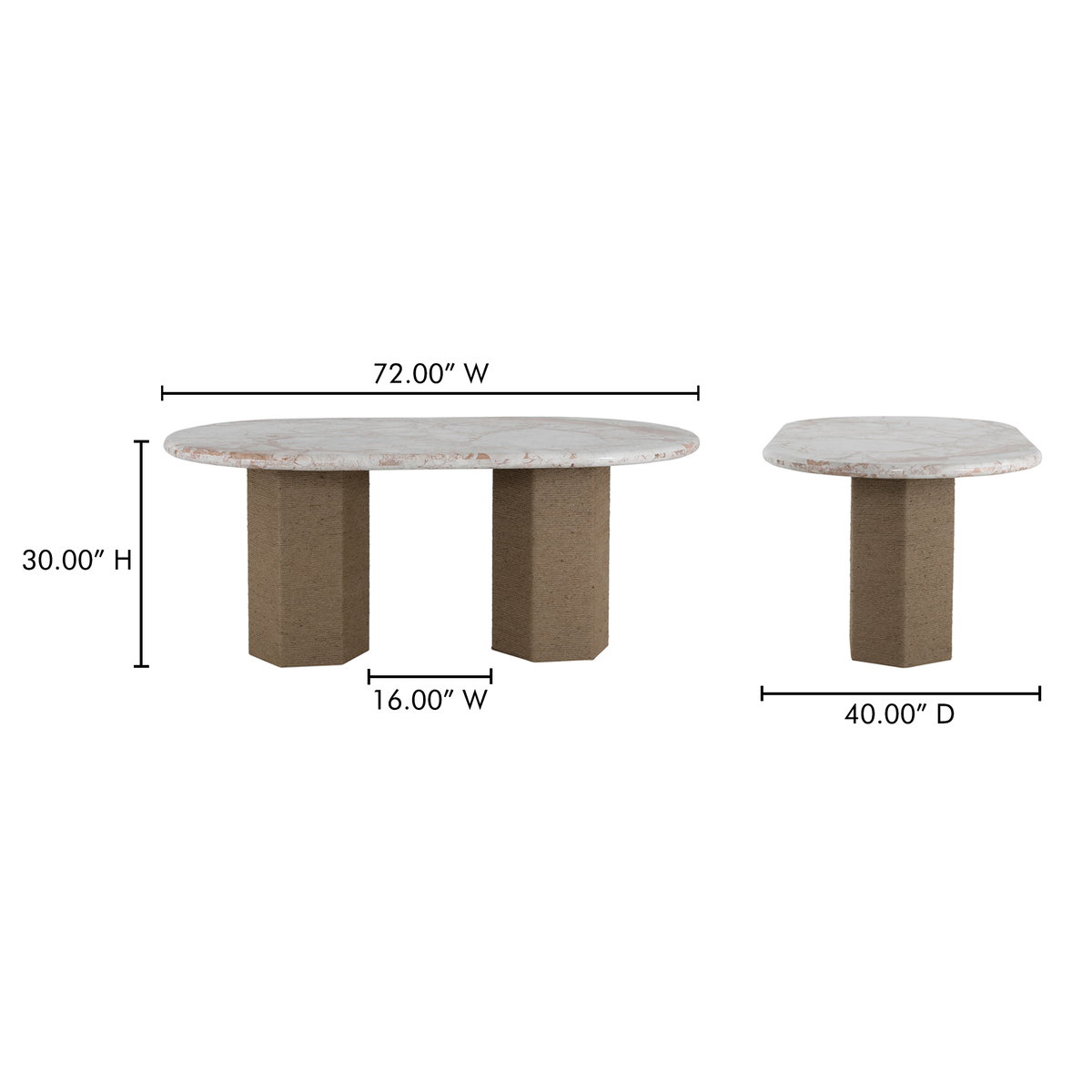 Sartoria Dining Table Breccia Marble, by Moe's Home, 72" width x 30" height x 40" depth View 10