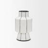 Dinah Small White with Black Stripes  Ceramic Vase, by Mercana, 8.07" length x 8.07" width x 12.99" height thumbnail 6