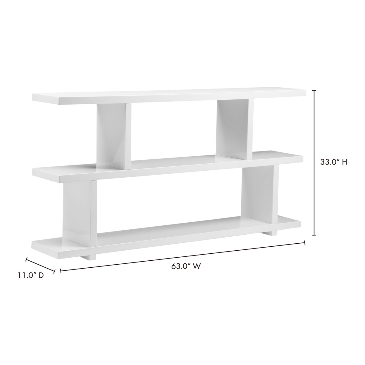 Miri Small Shelf White, Shelving & Bookcase by Moe's Home, 63" width x 33" height x 11" depth View 6