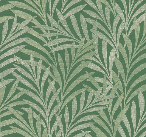 Tea Leaves Stripe Green Wallpaper