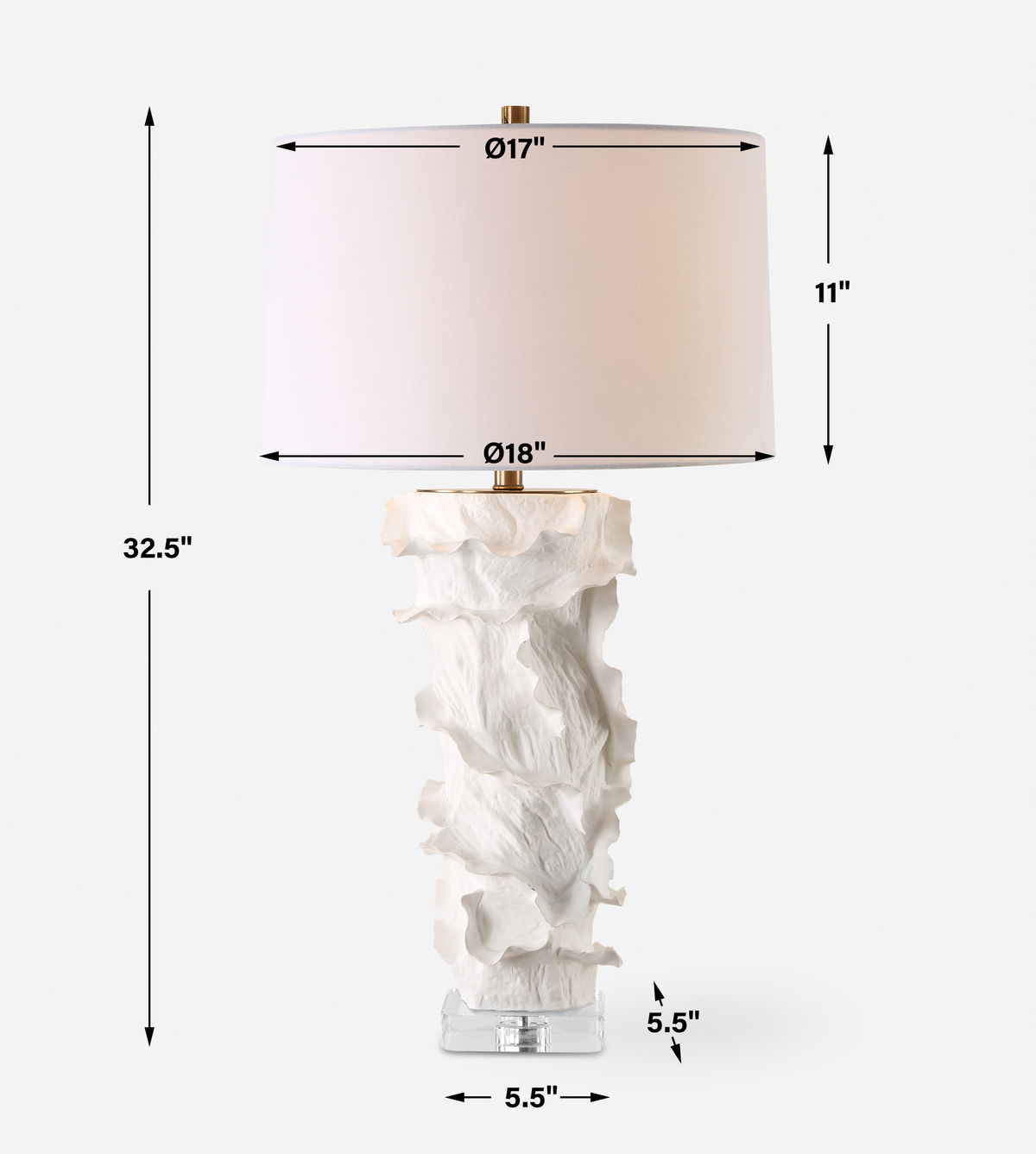 Wisp White Table Lamp, by Uttermost, 18" width x 32.5" height x 18" depth View 3