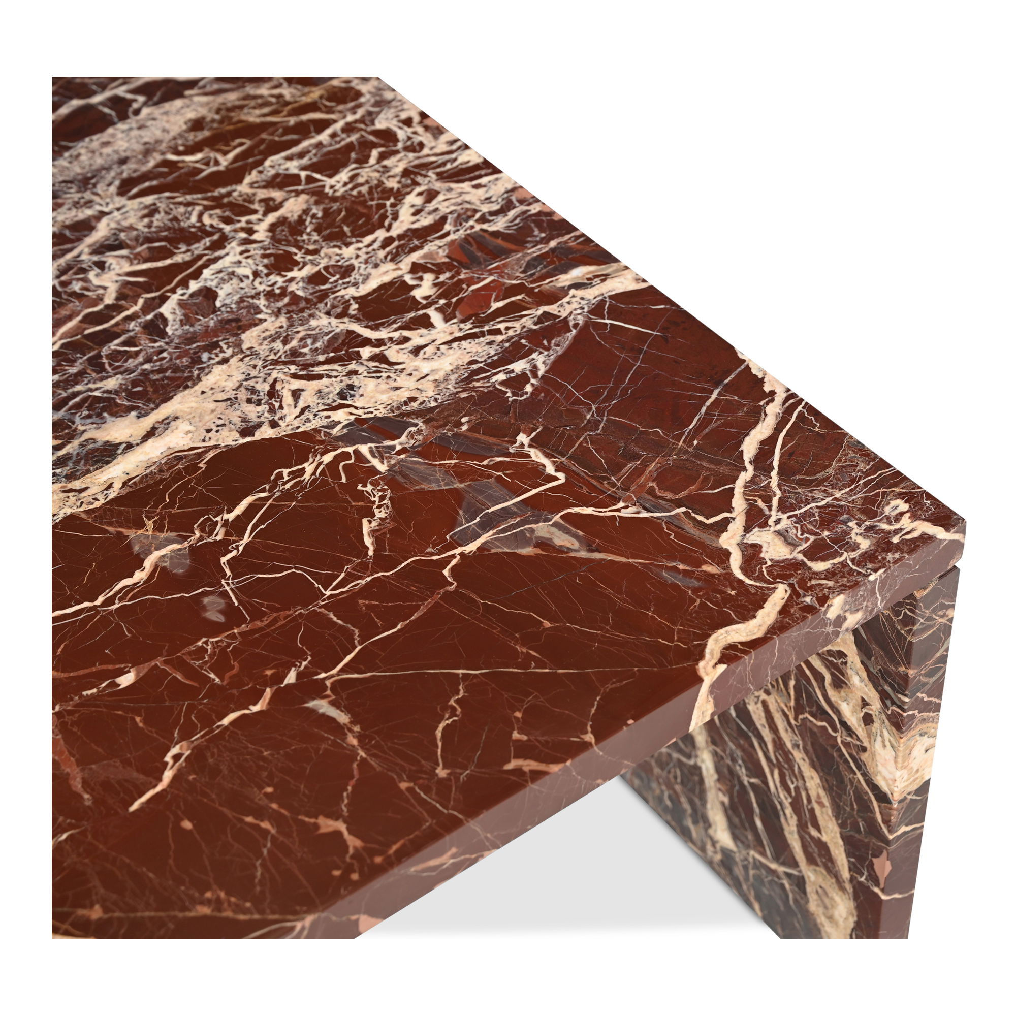 Rosa Coffee Table Rosso Levanto Marble, by Moe's Home, 40" width x 16" height x 30" depth View 4