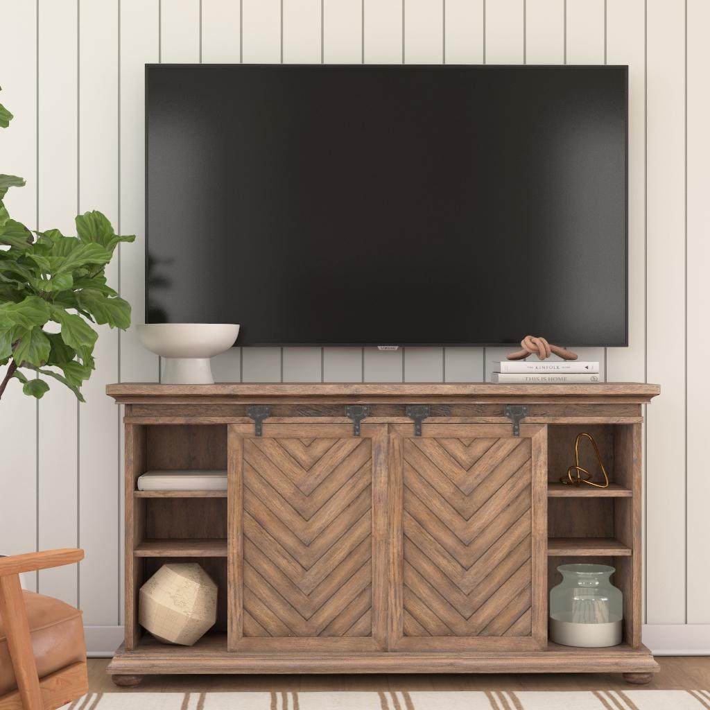 Primalia Barn Door Media Console, Furniture by Uttermost, 62" width x 34" height x 14" depth View 2