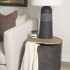 Eclipse Gunmetal Gray Drum Base with Brown Wood Top End/Side Table thumbnail 2