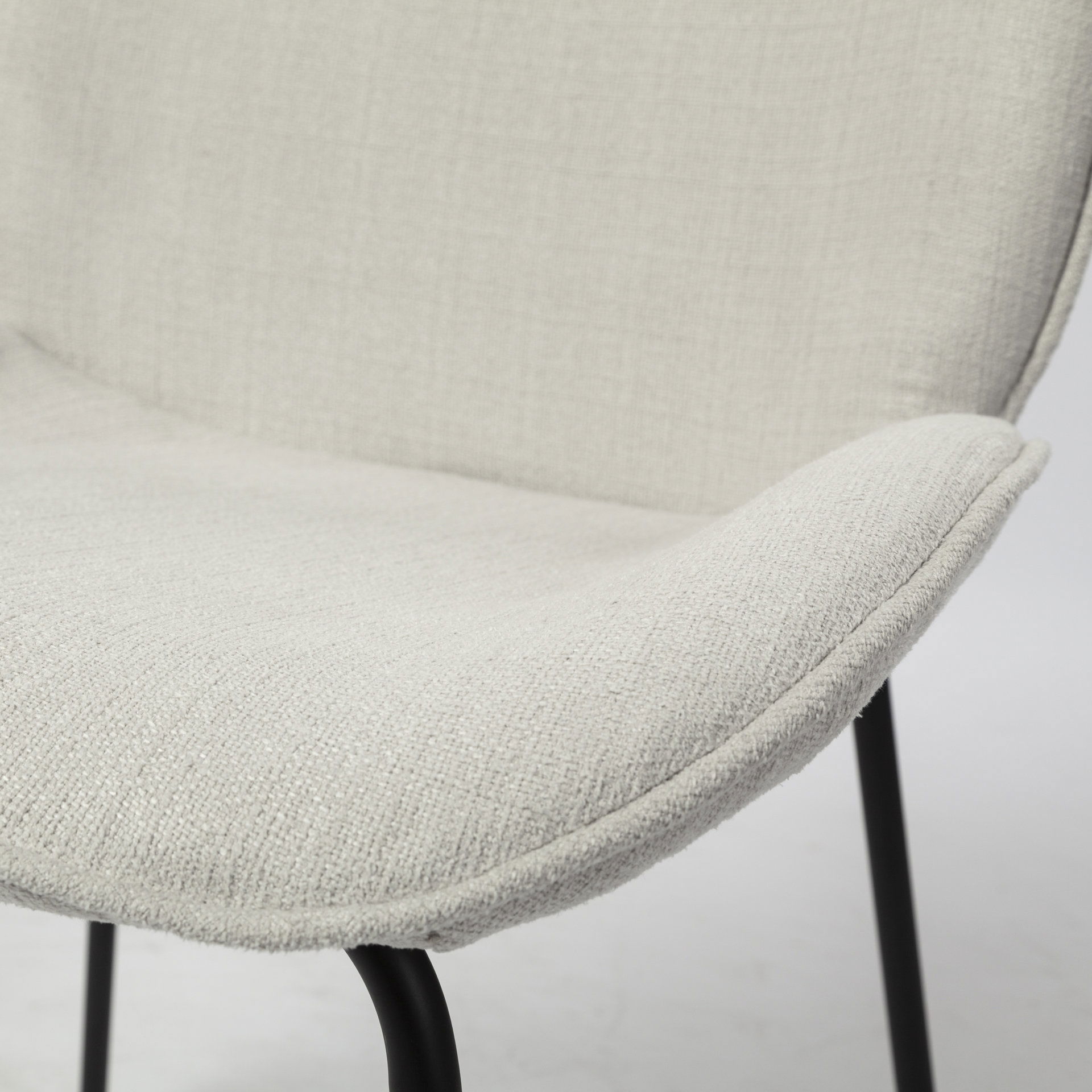 Inala White Fabric Seat Black Metal Frame Dining Chair, by Mercana, 21.26" length x 25.59" width x 34.25" height View 10