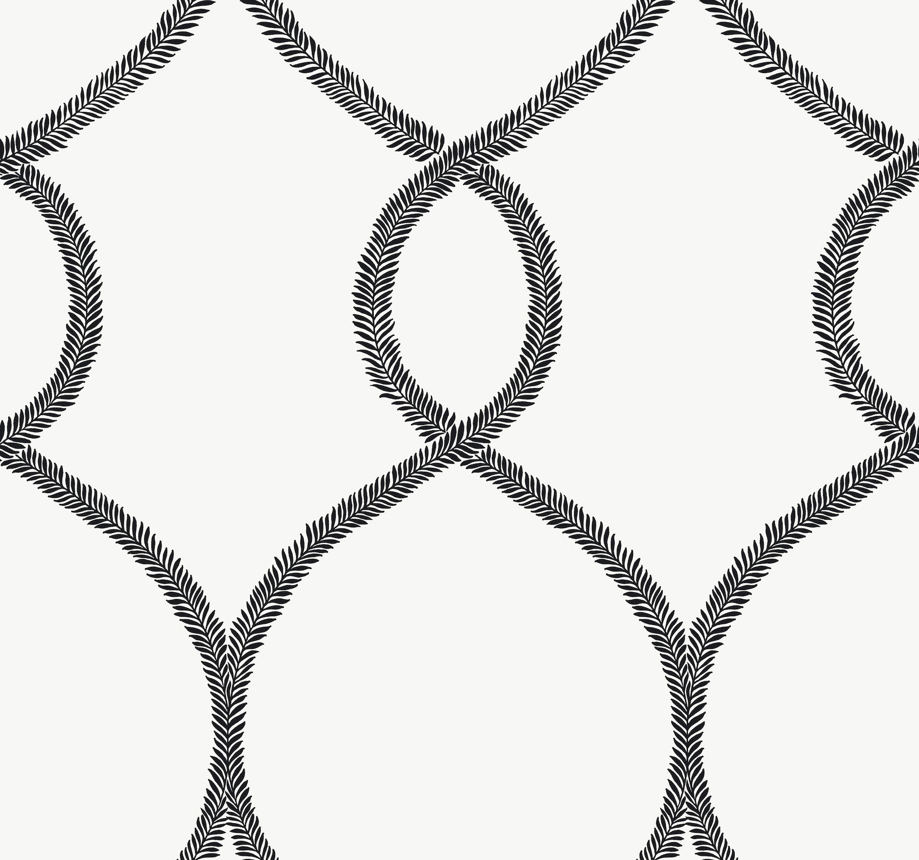 Laurel Leaf Ogee Black Wallpaper large image 