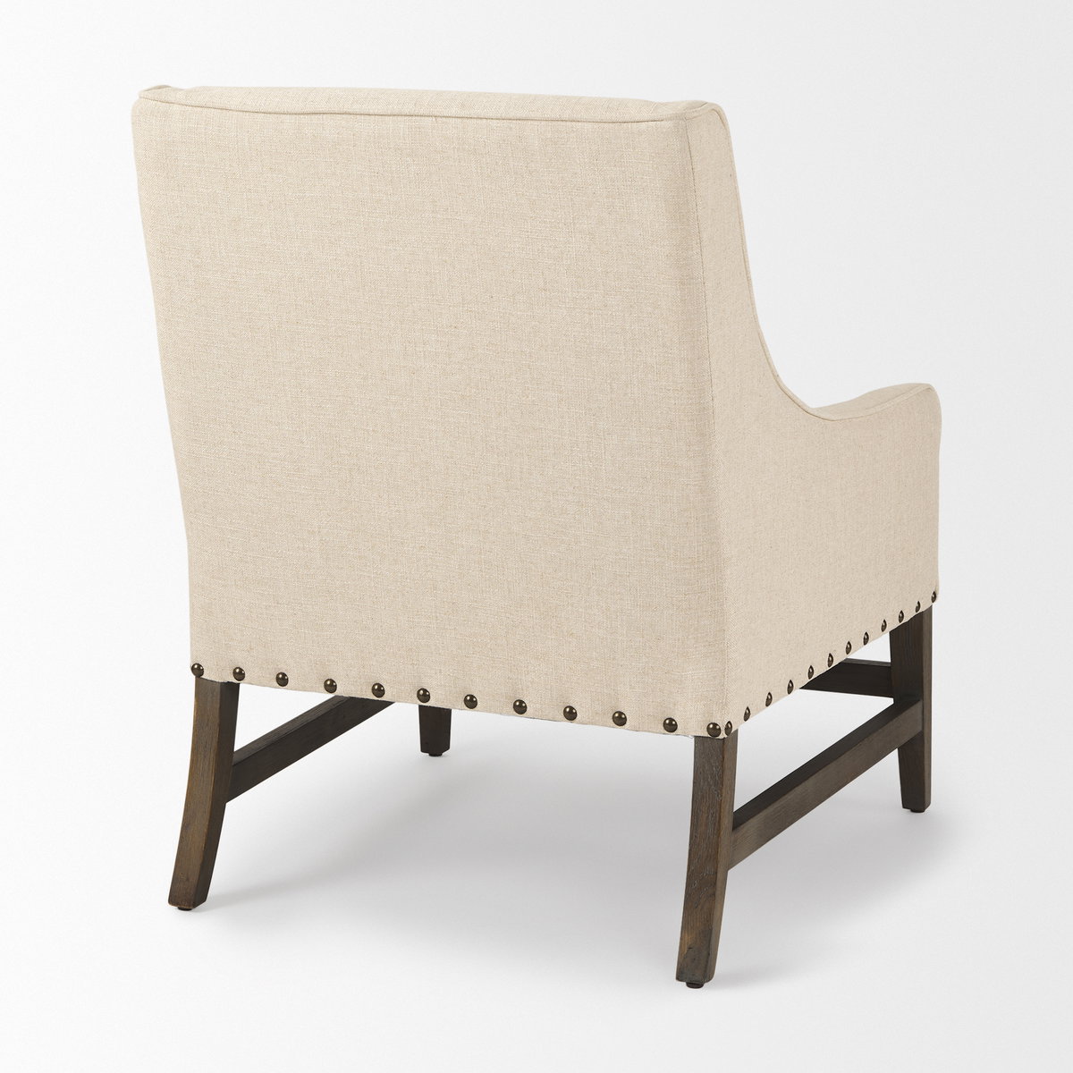 Kensington Cream Linen Fabric and Wood Accent Chair, by Mercana, 28.25" length x 29.5" width x 35.75" height View 7