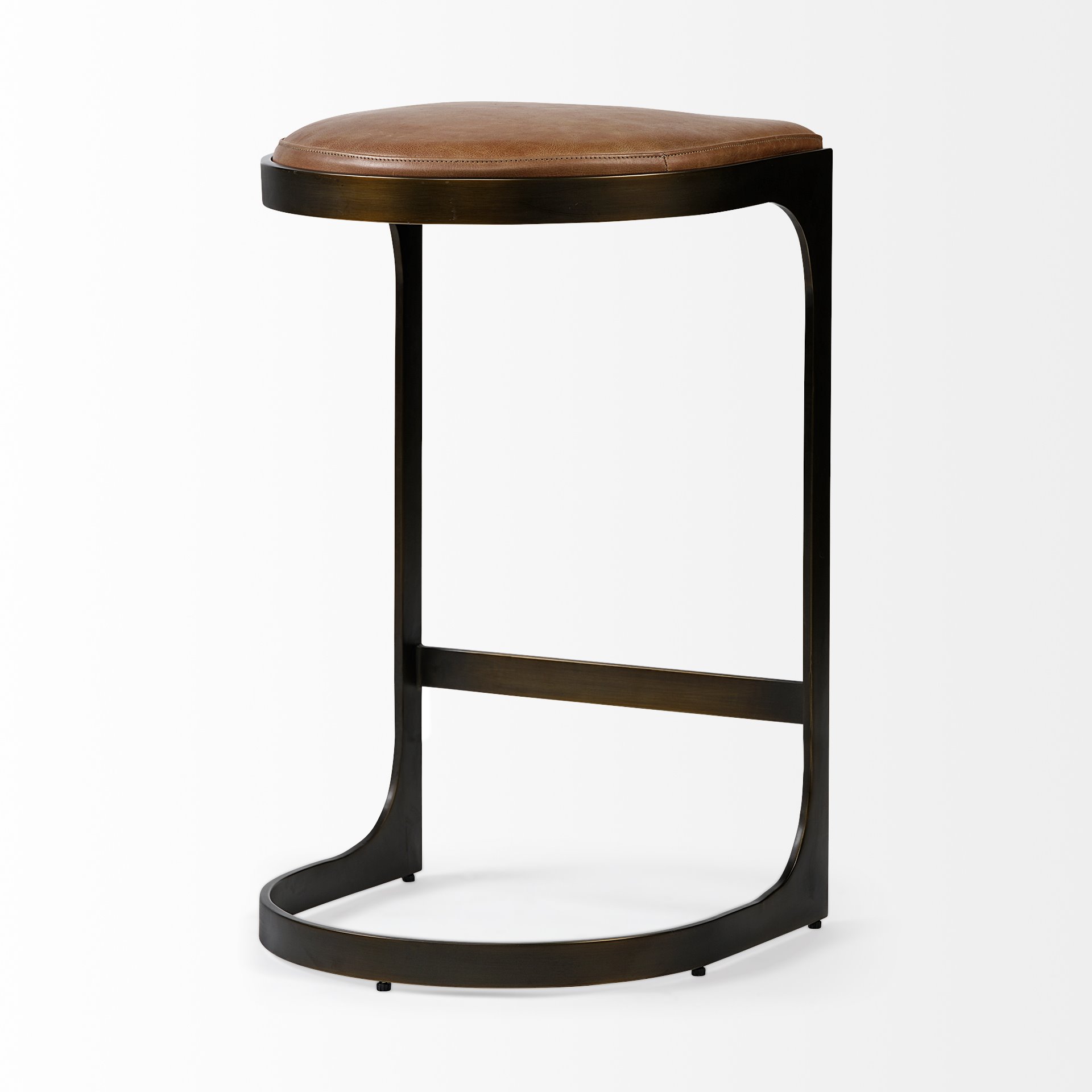 Tyson 31' Seat Height Brown Leather Seat Black Metal Frame Stool, Counter & Bar Stool by Mercana, 17.25" length x 17.75" width x 31" height View 6