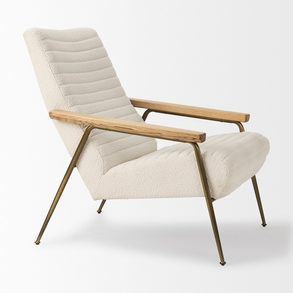 Grosjean Cream Boucle Accent Chair, by Mercana, 27.56" length x 37.01" width x 34.65" height View 6