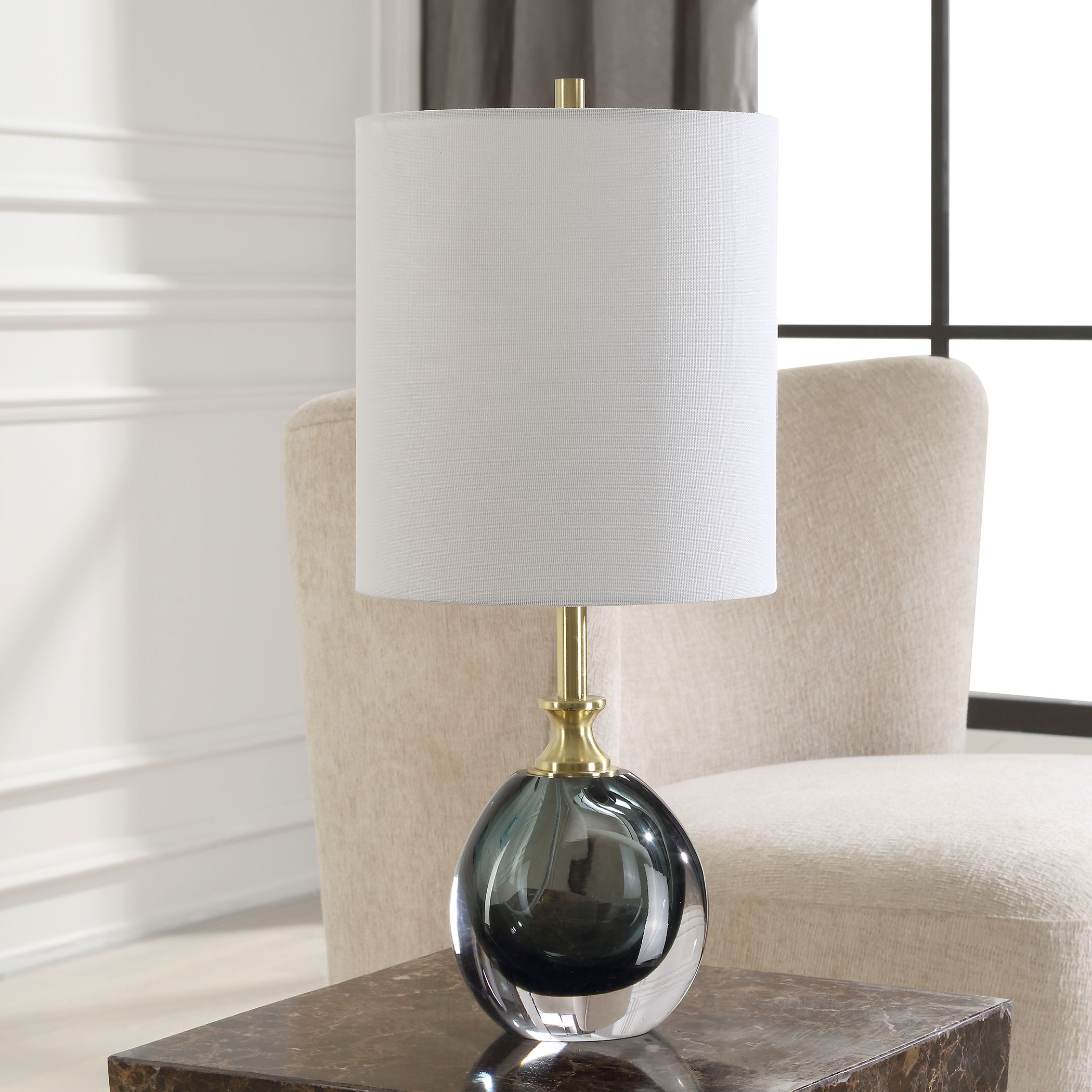 Enigma Teal Blue Glass Buffet Lamp large image 