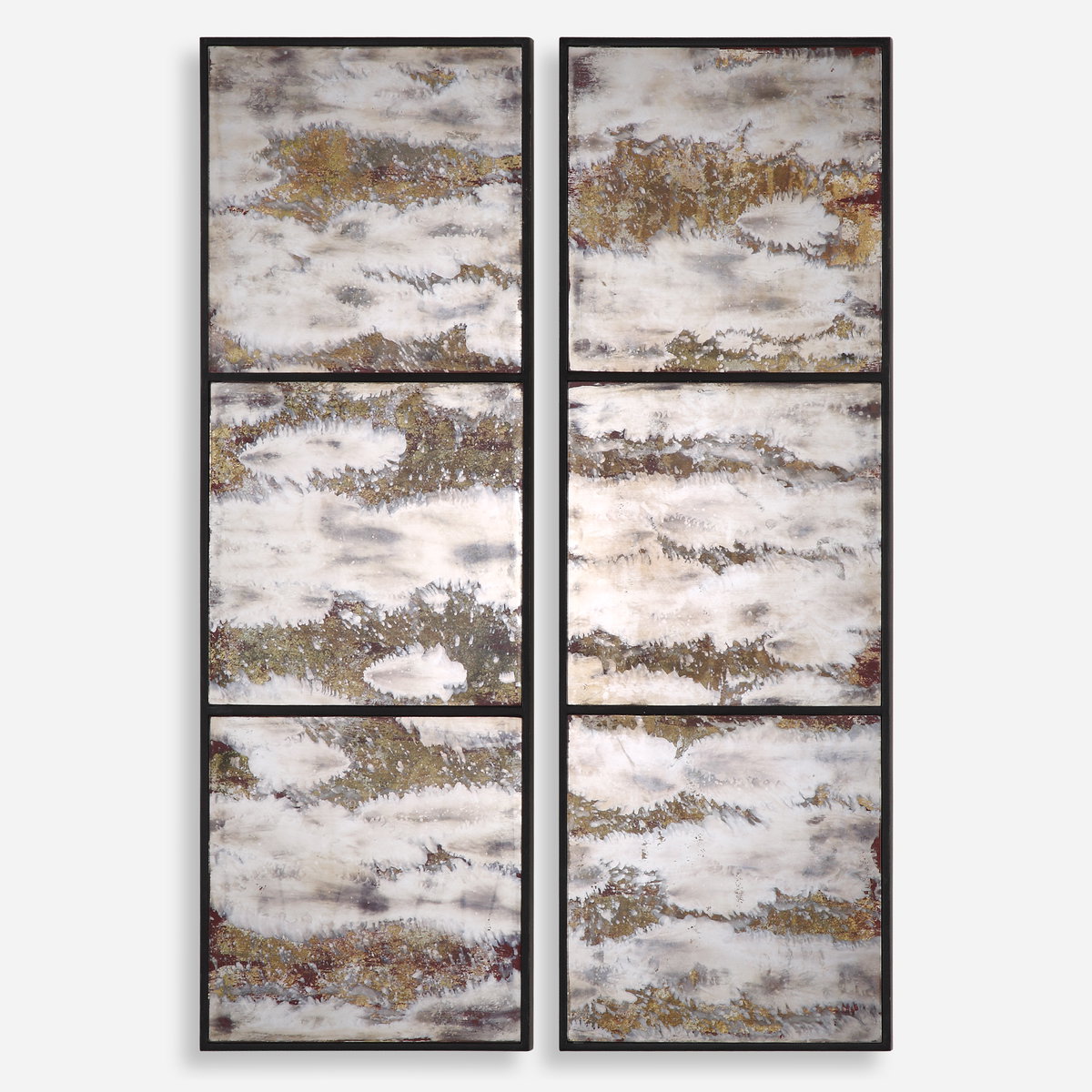 Rahila Antiqued Mirror Set Of 2, by Uttermost, 1'2" width x 3'6" height x 1.37" depth View 1
