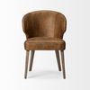 Niles  Brown Faux Leather Seat with Brown Wooden Legs Wingback Dining Chair thumbnail 2