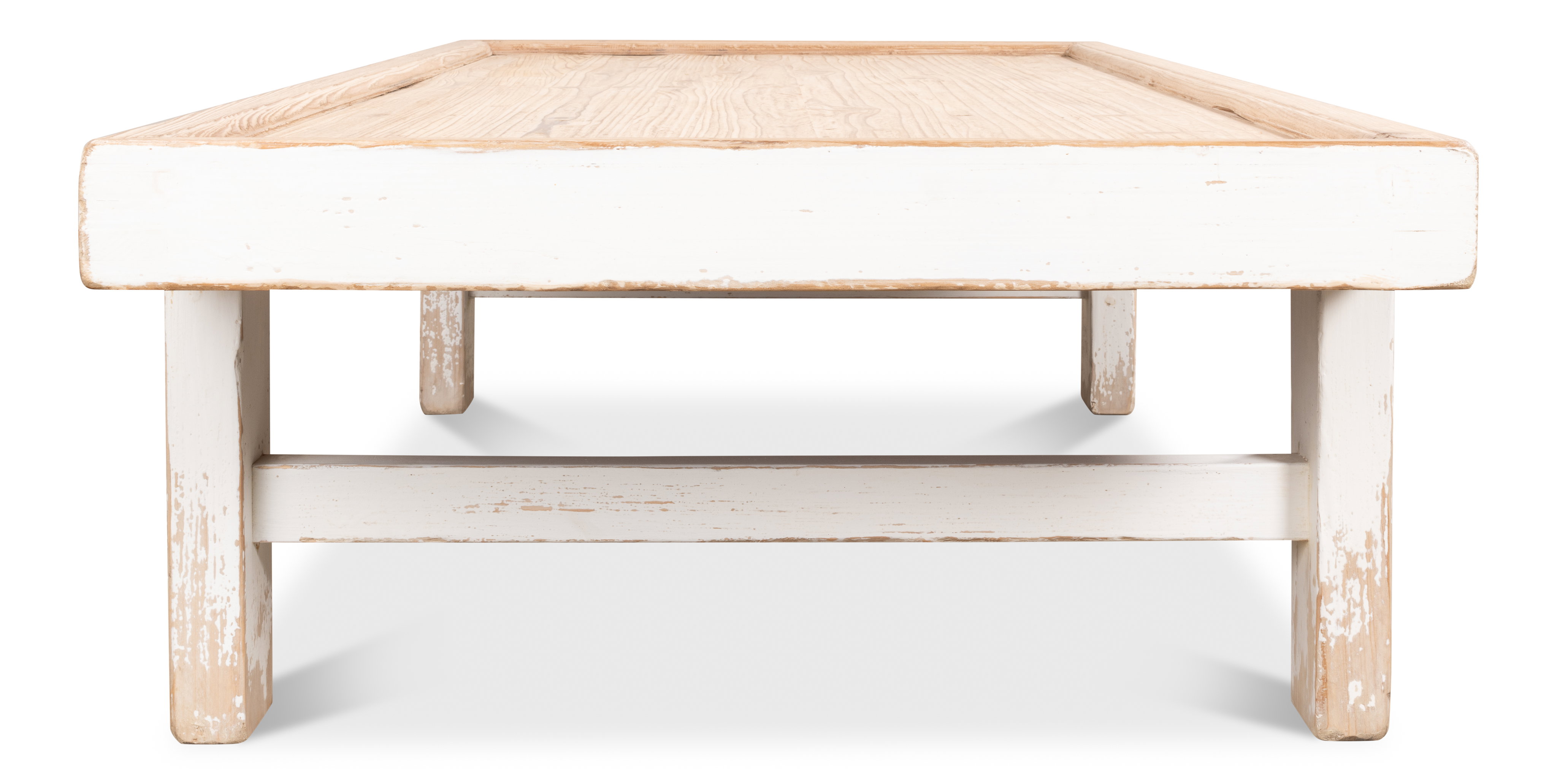 Large Wood Panel Coffee Tbl, Ant. White, Coffee Table by Sarreid, 80" length x 37" width x 19" height View 3