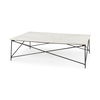 Lorlei I 53.0 X 35.0 X 15.5 White Marble Top with X-Shaped Gray Iron Base Coffee Table, by Mercana, 53" length x 35" width x 15.5" height thumbnail 1