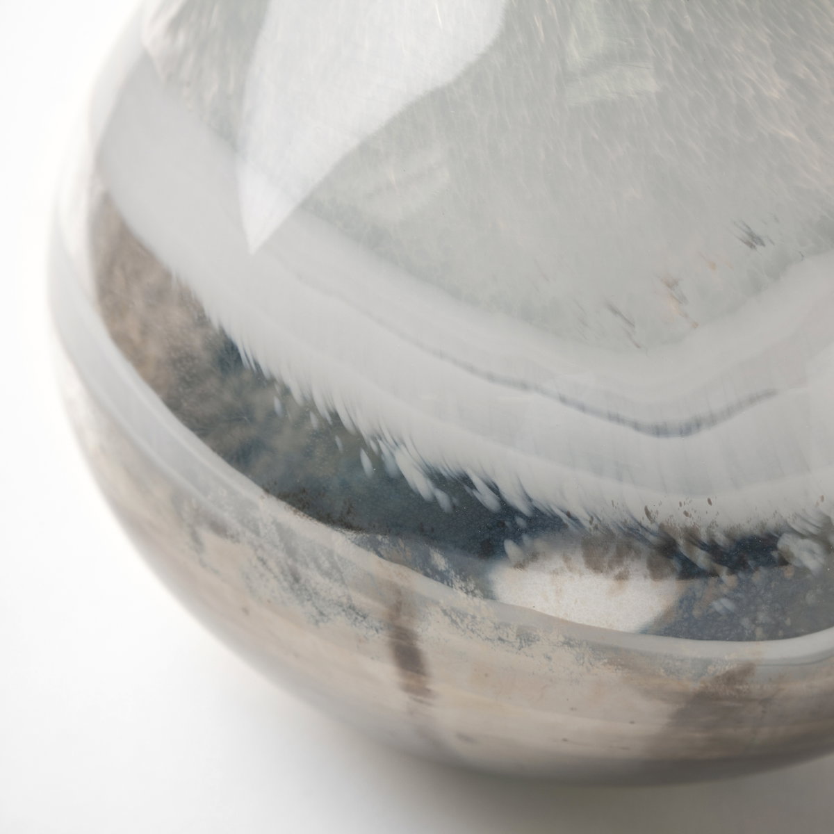 Erie I Short Two Toned Sky Blue Dark Brown Blown Glass Vase, by Mercana, 10.04" length x 10.04" width x 16.73" height View 8