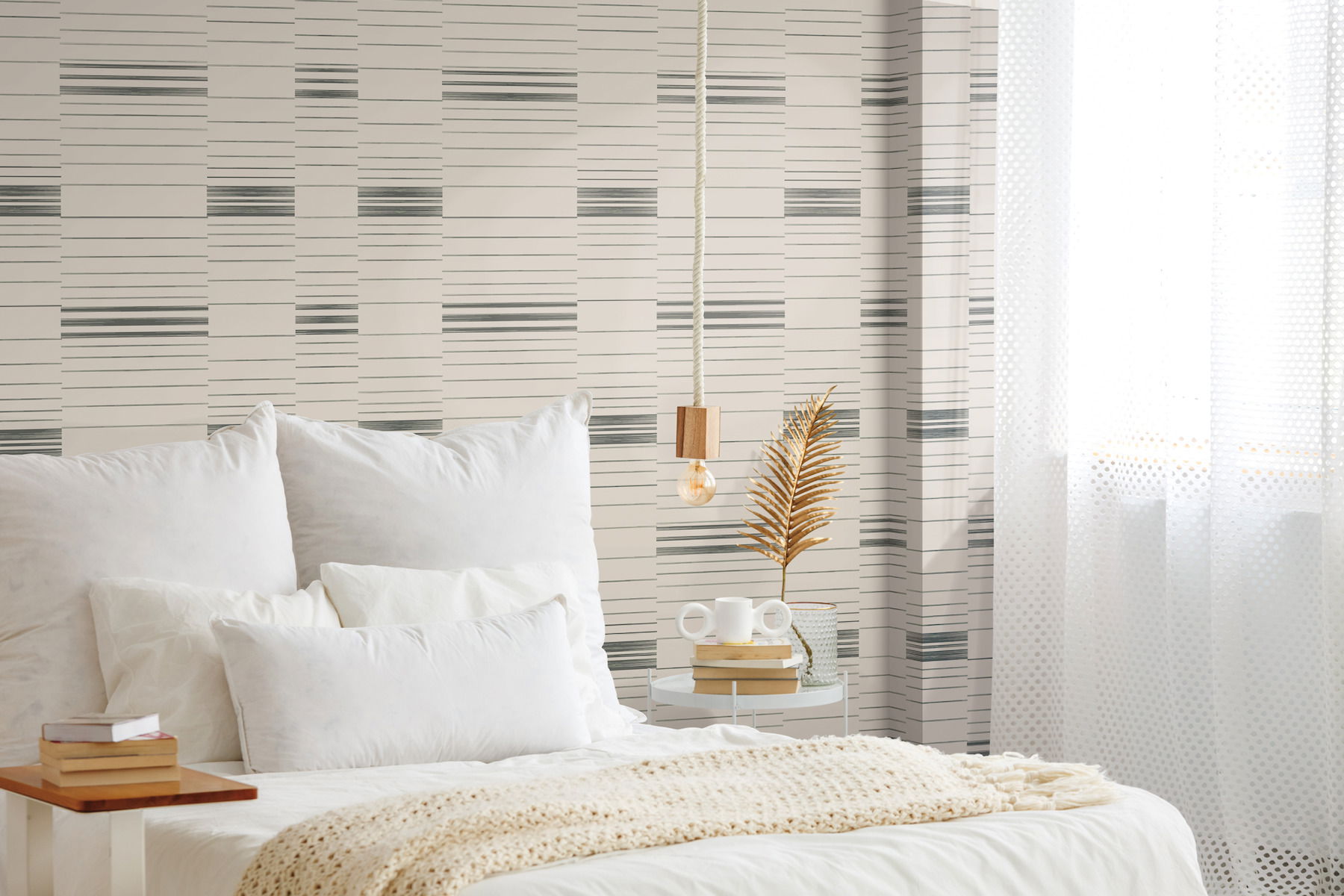 Black & Beige Dashing Stripe Wallpaper large image 