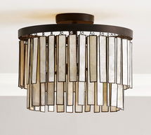 Online Designer Hallway/Entry Astrid Capiz Flush Mount, Bronze