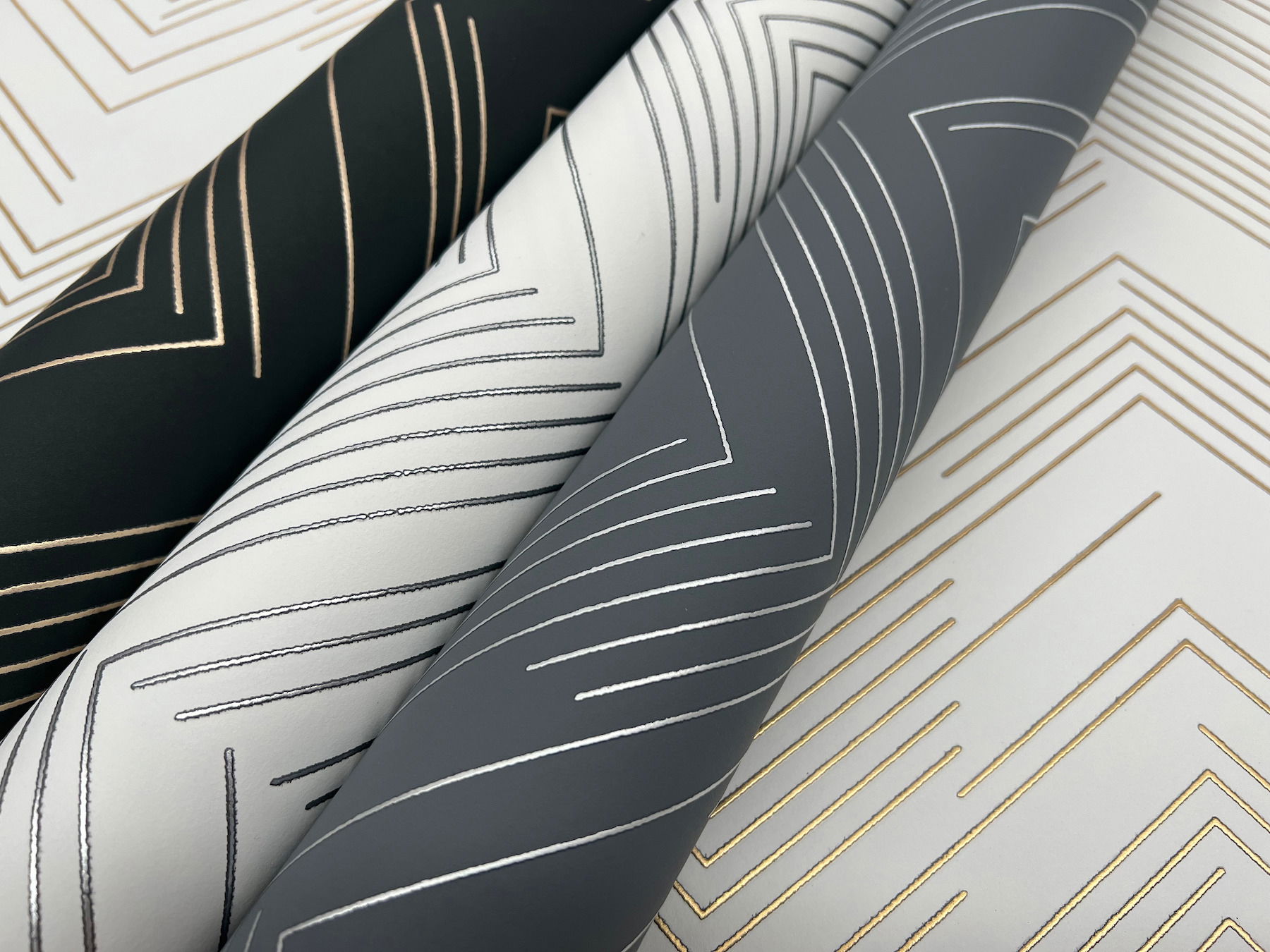 Polished Chevron Charcoal & Silver Wallpaper large image 