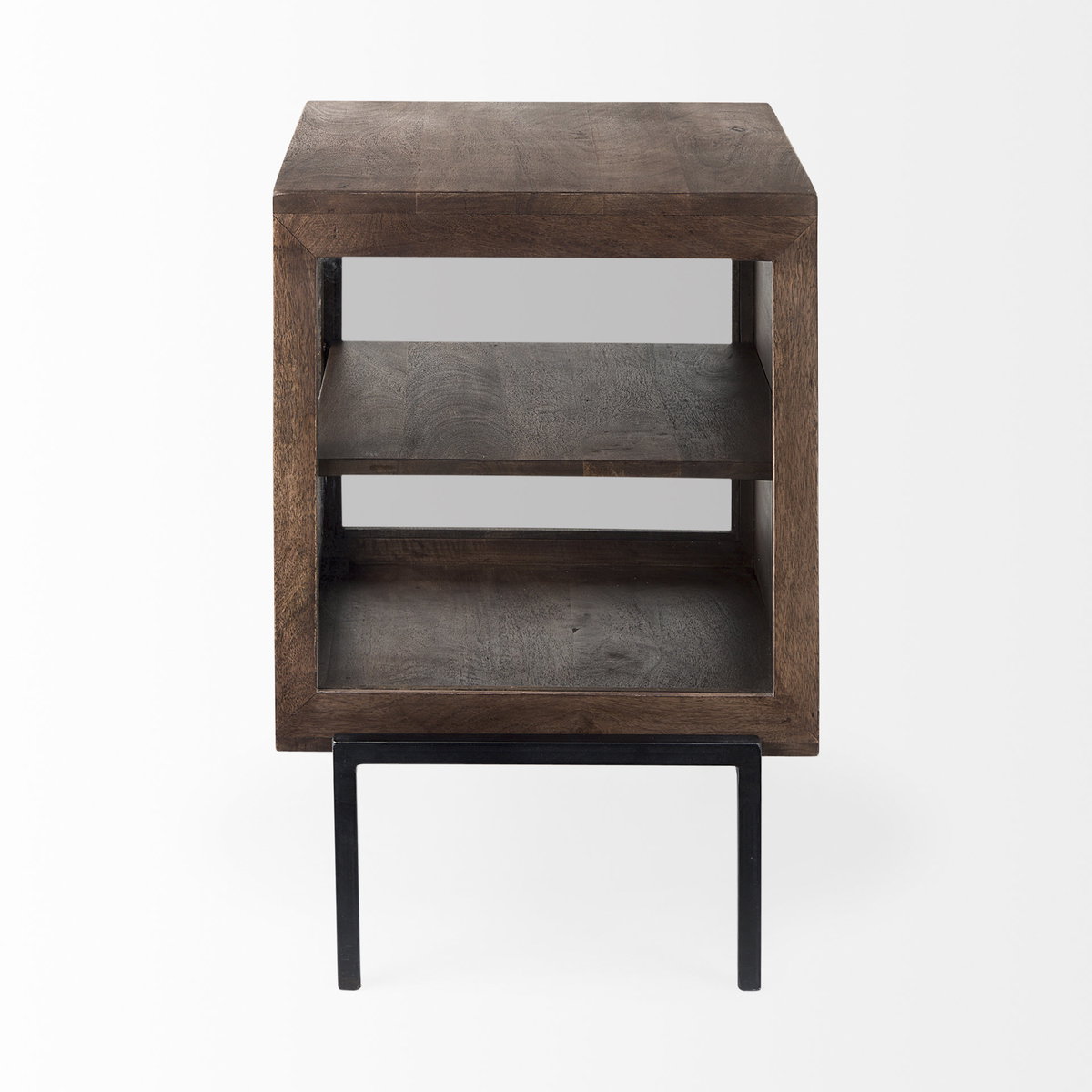 Arelius 20L x 18W x 26H  Medium Brown Wood with Black Metal Frame End/Side Table, Side & End Table by Mercana, 20" length x 18.75" width x 26" height View 6