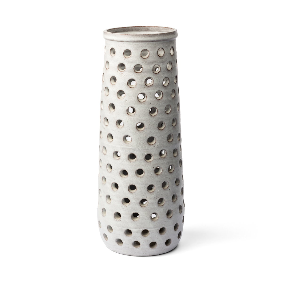 Canasta Large Rustic White Ceramic Decorative Vase, by Mercana, 7.5" length x 7.5" width x 19.1" height View 6
