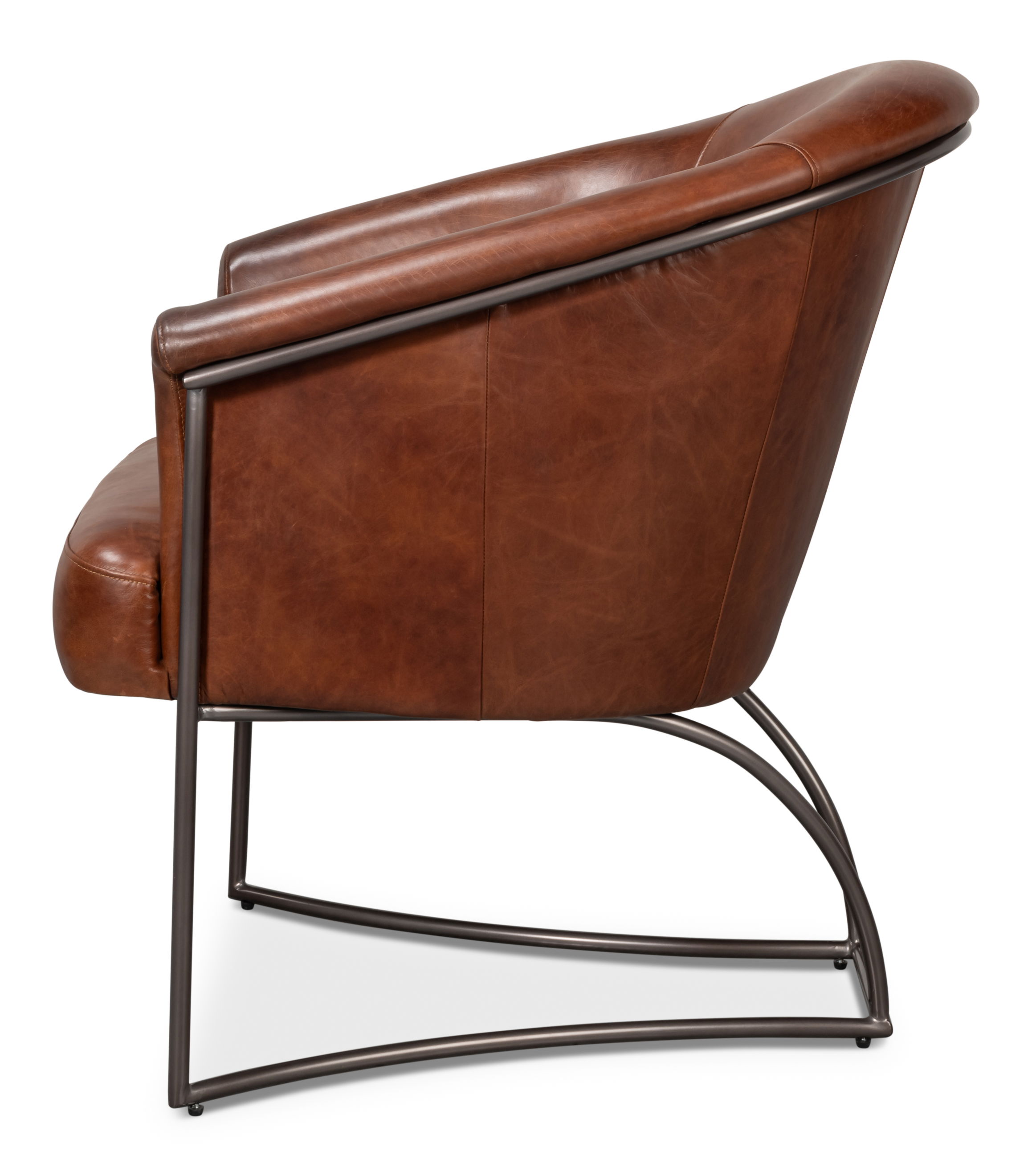 Nagel Distilled Leather Chair,Brown, Seating by Sarreid, 30" length x 33" width x 45659" height View 9