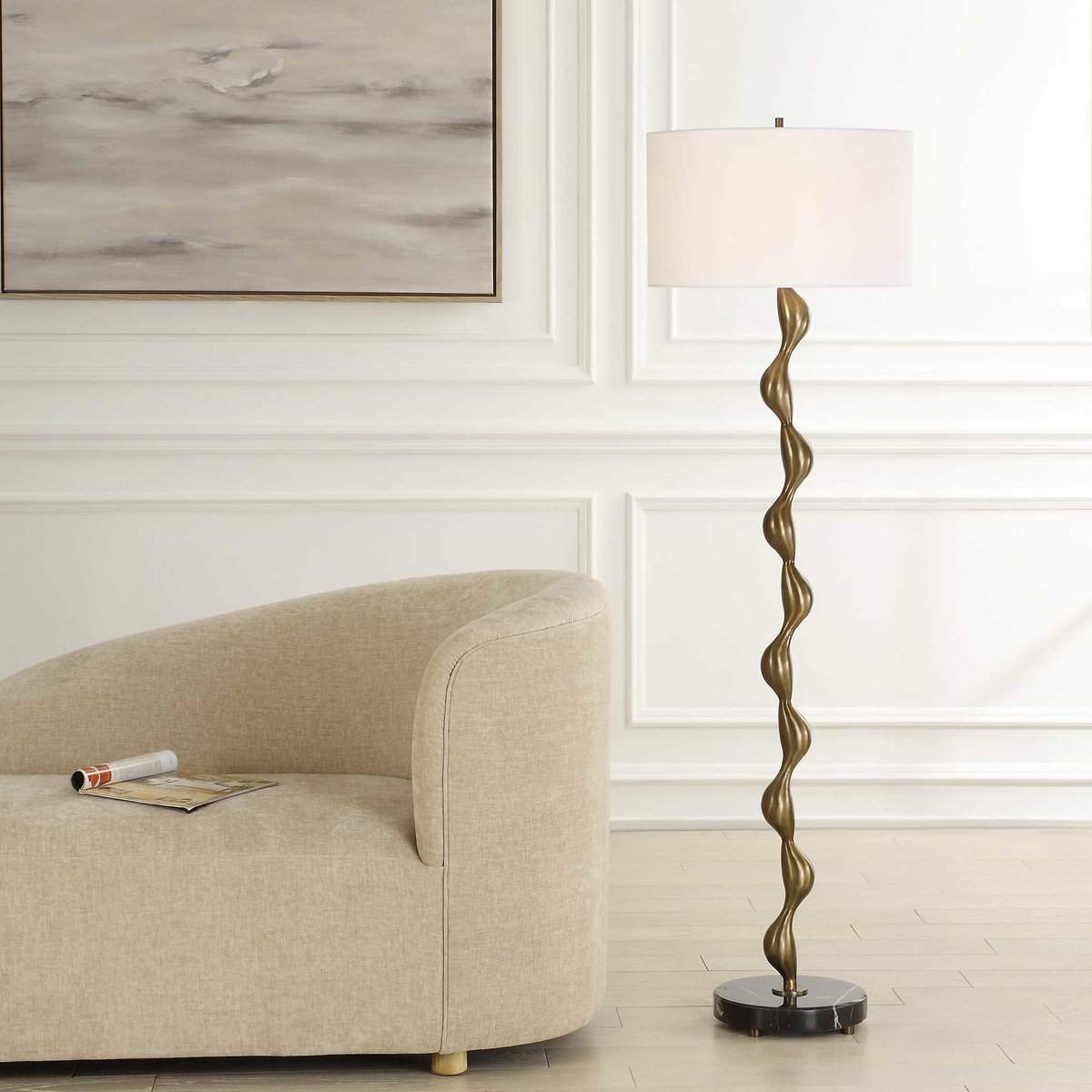 Remolino Bronze Floor Lamp, by Uttermost, 19" width x 65" height x 19" depth View 2