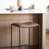 Taniel Backless 27.25in Seat Counter Stool | Brown Leather with Metal, Counter & Bar Stool by Mercana, 18" length x 16" width x 27.75" height thumbnail 3