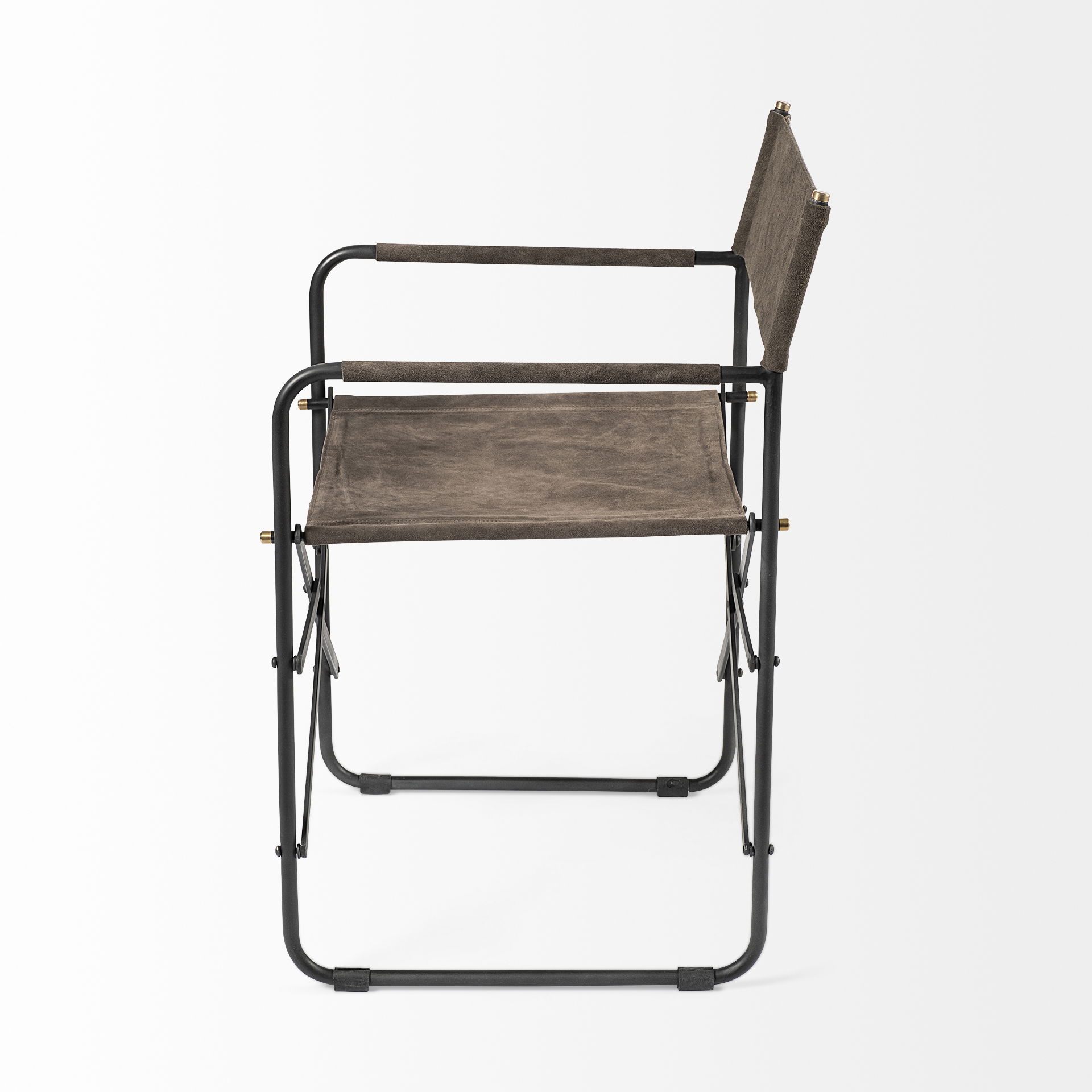 Direttore 19.25L x 20W x 31H  Brown/Gray Suede with Metal Frame Dining Chair large image 