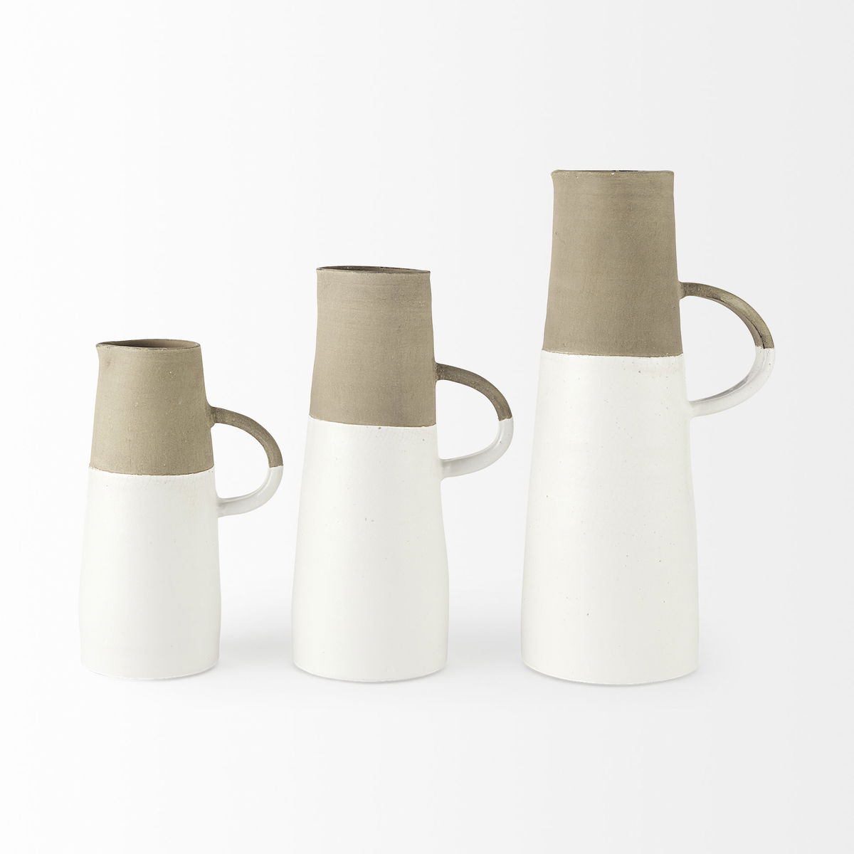 Garand Small 13H Two-Toned White Natural Ceramic Jug, Decorative Jar by Mercana, 6.3" length x 4.53" width x 10.24" height View 9