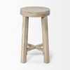 Brahma 26' Total Height White Washed Wood Stool, Counter & Bar Stool by Mercana, 14.5" length x 14.5" width x 26" height thumbnail 4