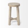 Brahma Backless 26in Seat Counter Stool | White Washed Wood, Counter & Bar Stool by Mercana, 14.5" length x 14.5" width x 26" height thumbnail 6