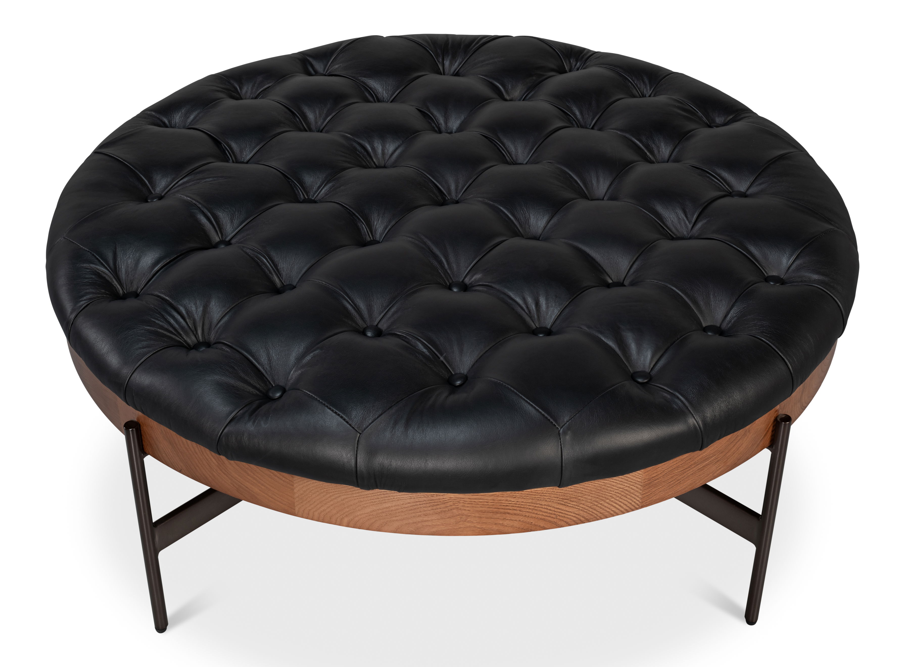 Corbet Cocktail Ottoman Onyx Black Lthr, Coffee Table by Sarreid, 39" length x 39" width x 16" height View 9