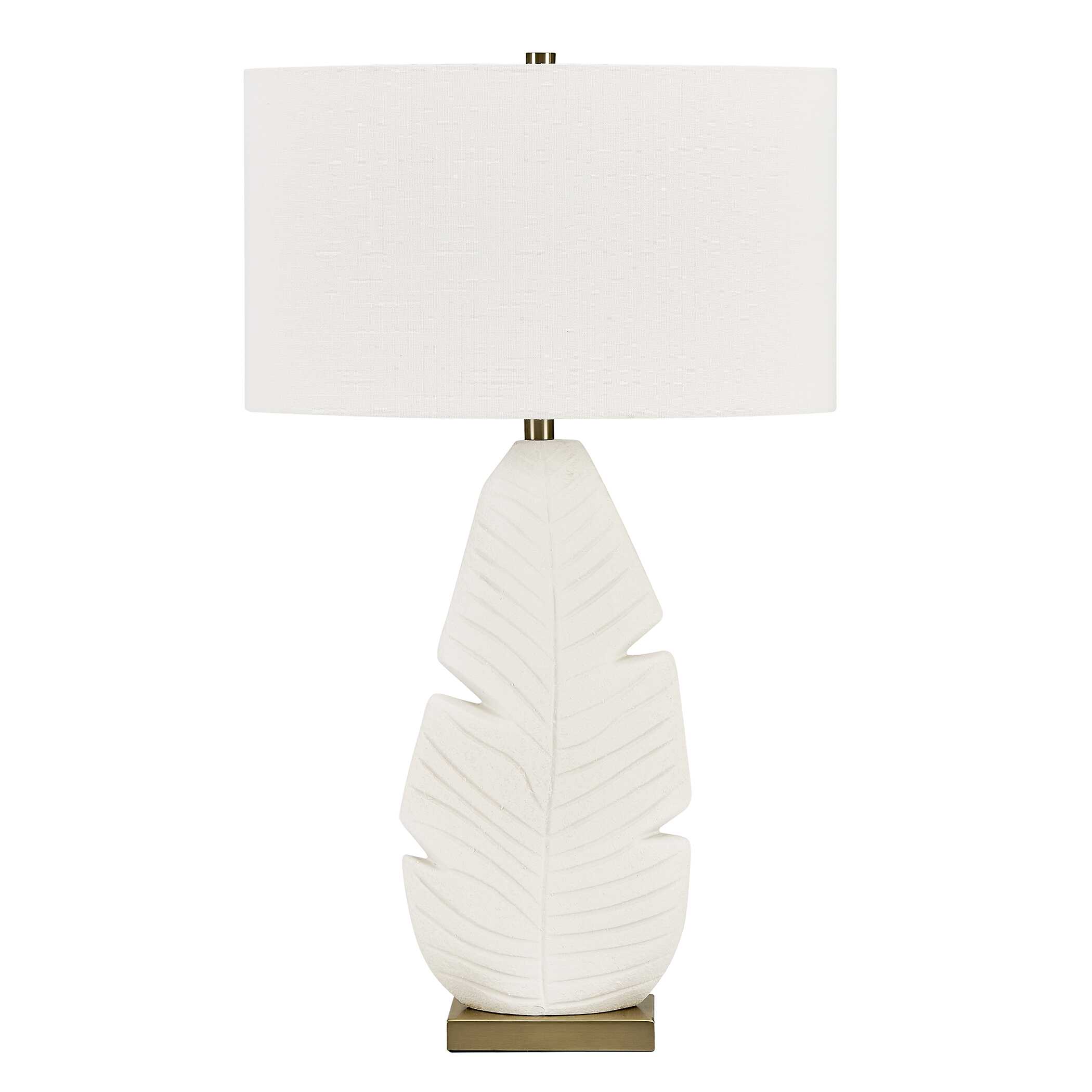 Palm Leaf White Table Lamp, by Uttermost, 19" width x 31.25" height x 19" depth View 6