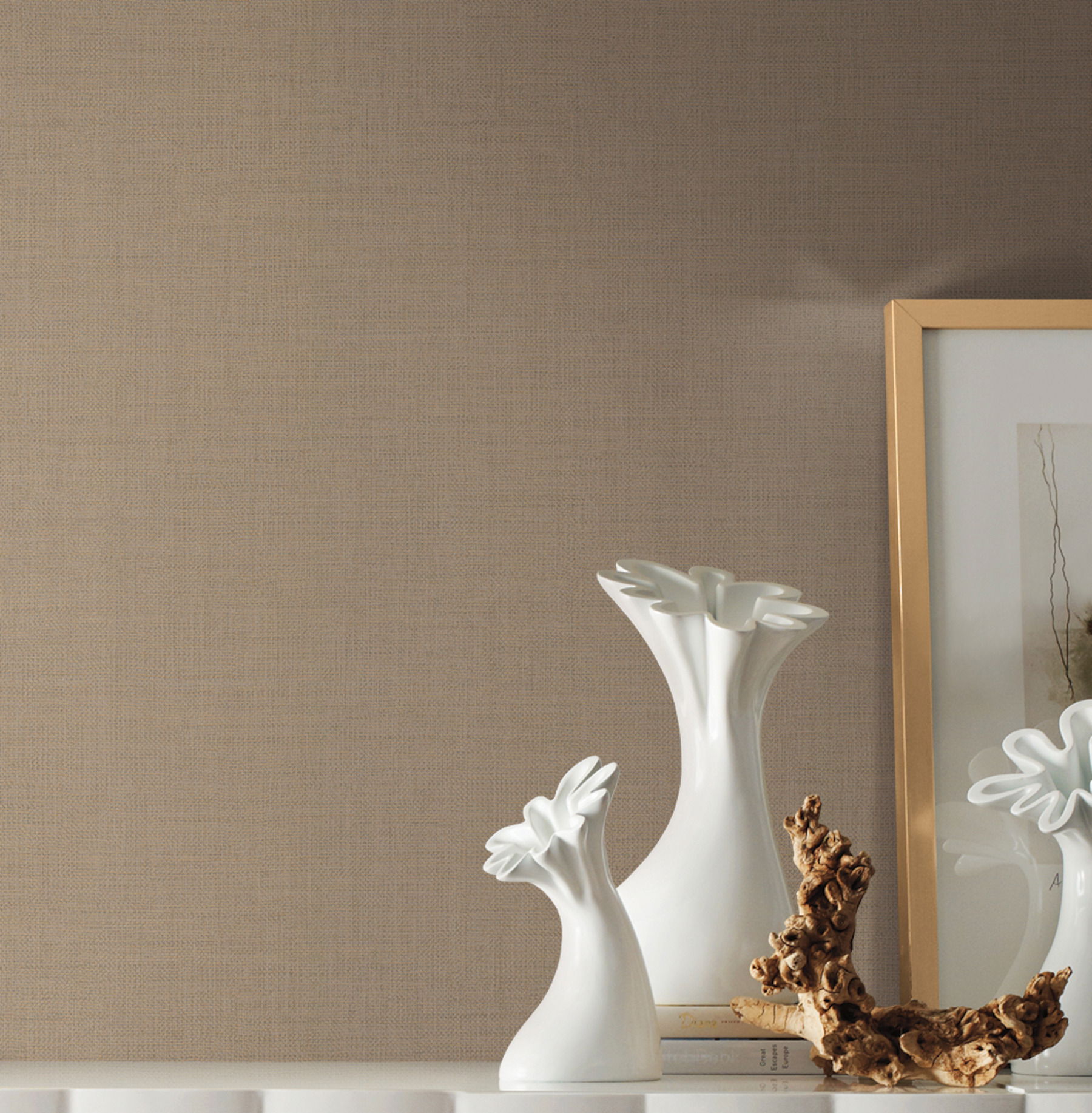 Gesso Weave Brown Wallpaper large image 