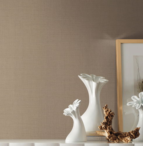 Gesso Weave Brown Wallpaper