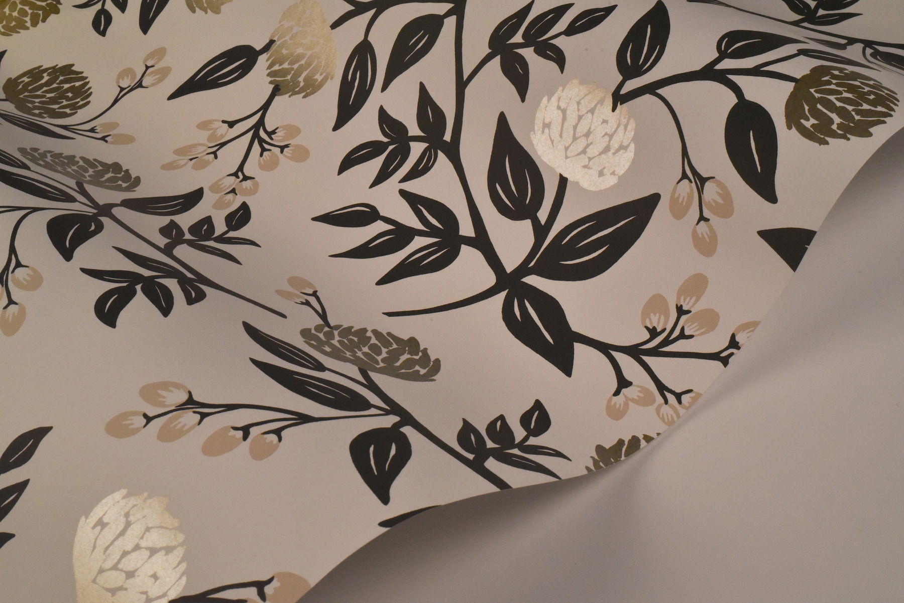 Peonies White & Black Wallpaper large image 