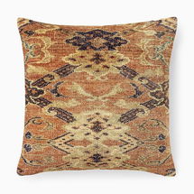 Online Designer Living Room Thea Ikat Rug Pillow Cover, Terracotta, 20X20, Feather Down Insert