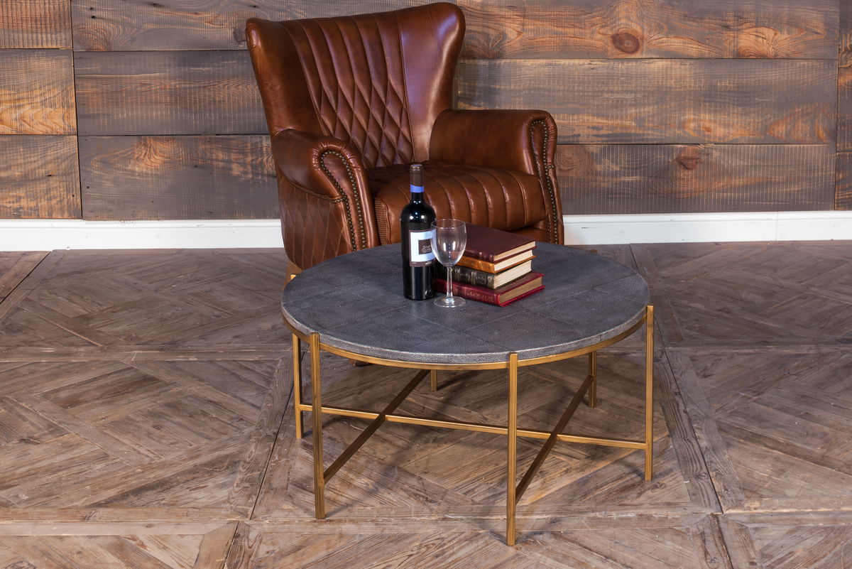 Grey Shagreen Coffee Table, by Sarreid, 2'10" length x 2'10" width x 1'4" height View 13